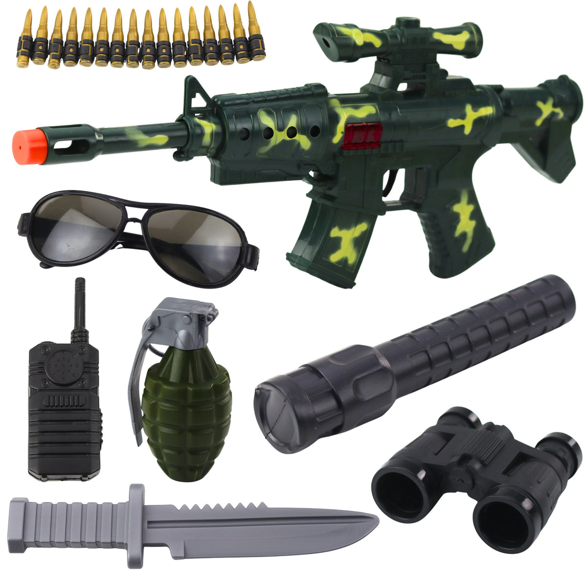Militärgewehr-Set mit Gewehrzubehör Shot Sound Khaki