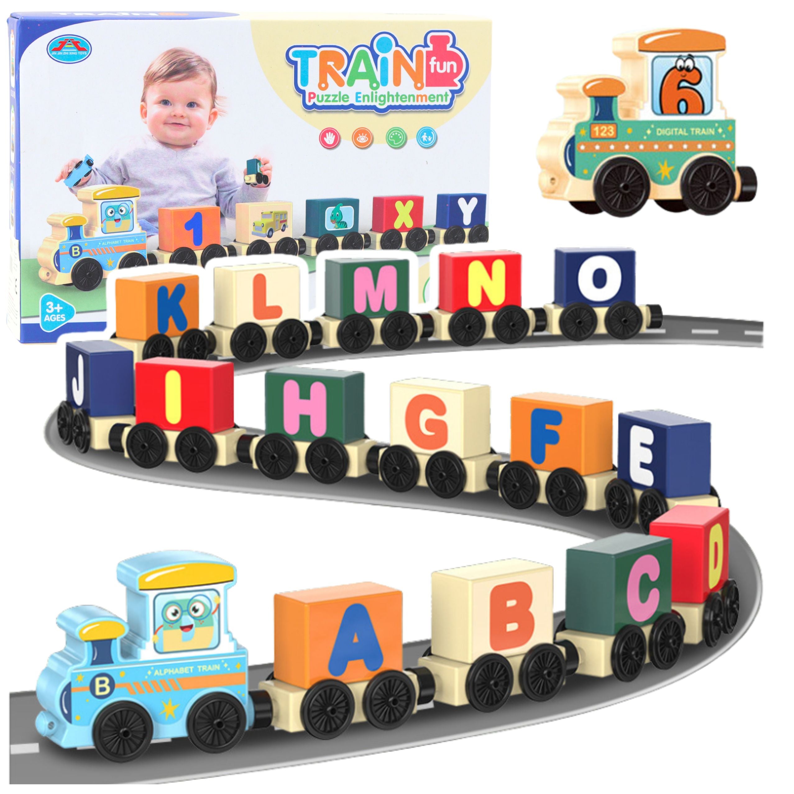 Educational Train Letters Numbers Colorful 16 Pcs.