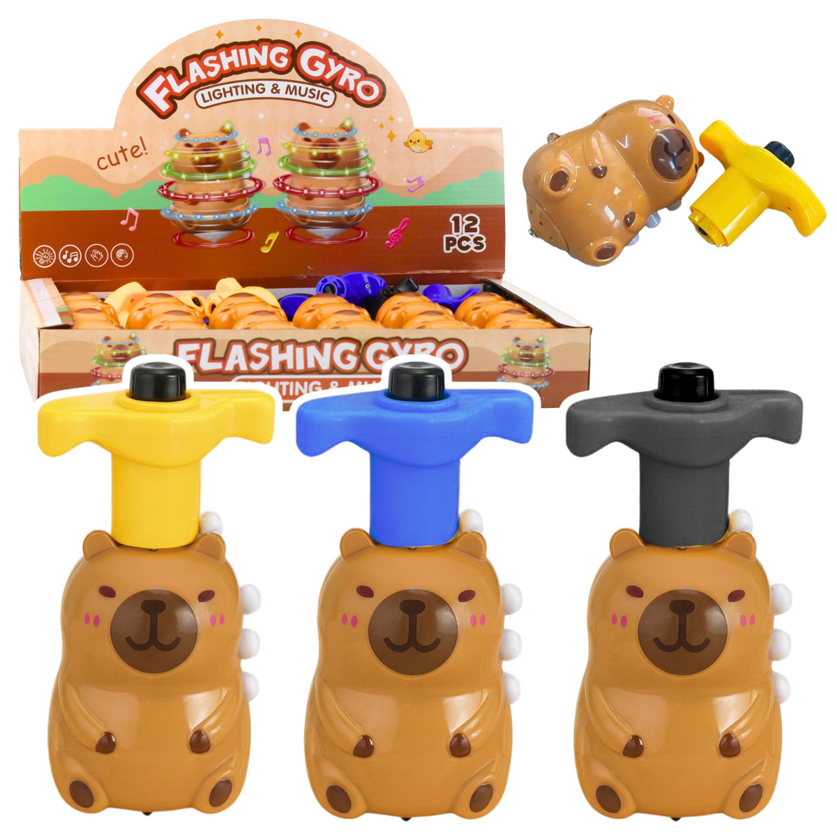 Capybara Spinning Top Interactive Led Lights Melodies 12.5 Cm