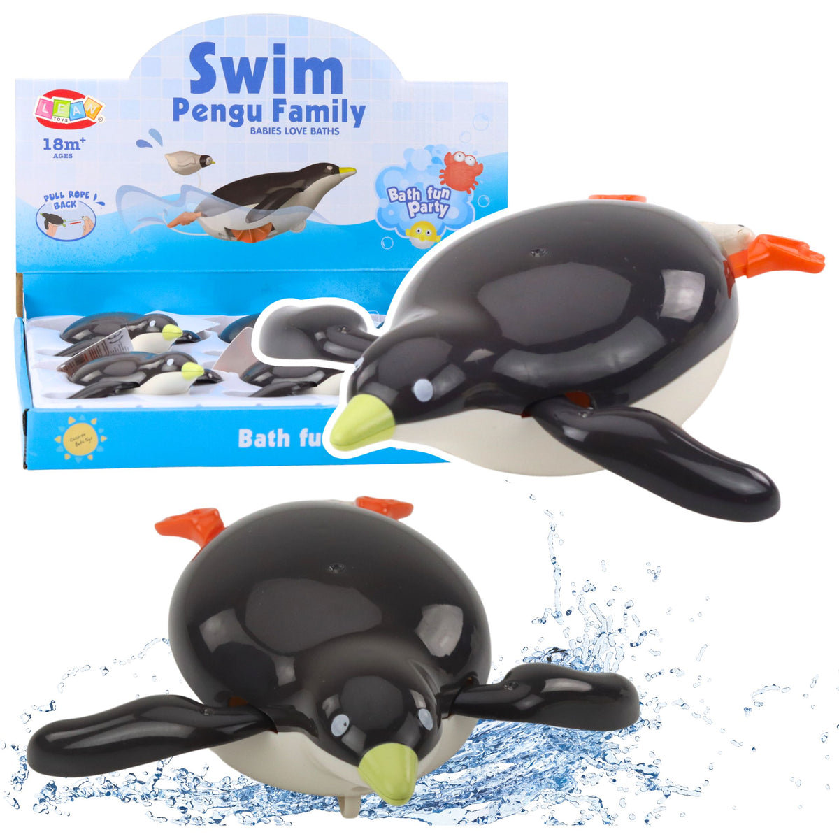 Floating Penguin Wind-up Bath Water Toy Gray 14.5 Cm
