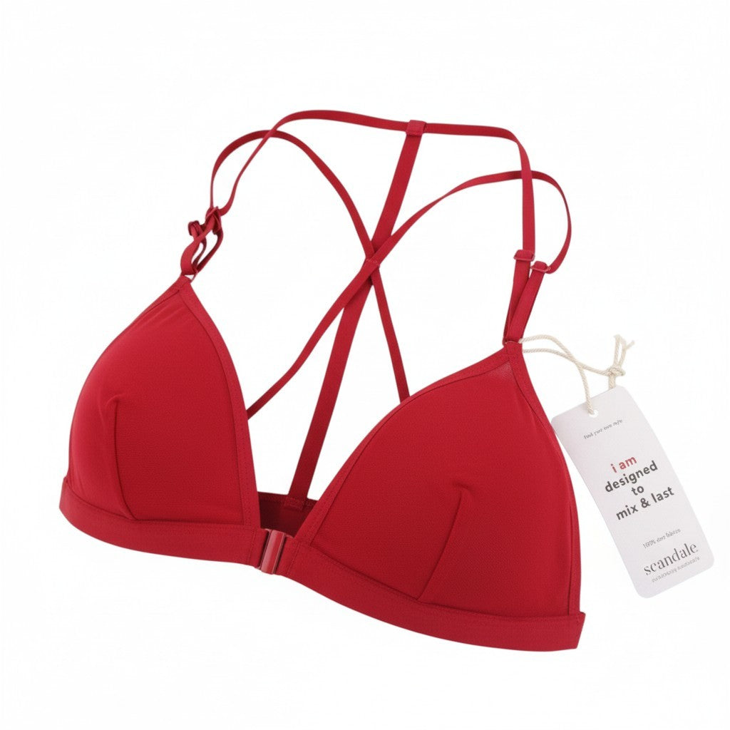 Scandale Le Triangle Achterdetail Strakrode damesbeha met clip mesh + 3 pads