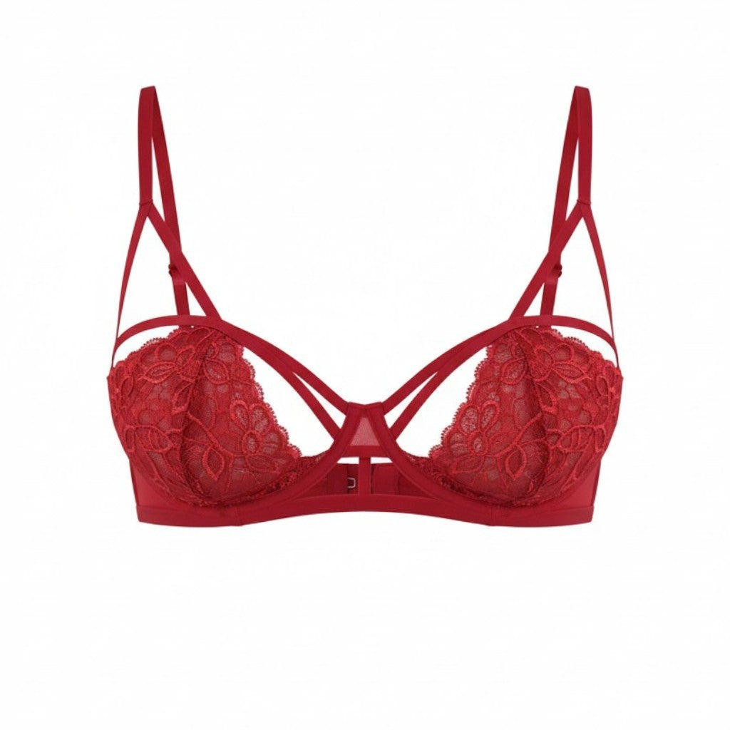 Scandale Le Bandeau Unpadded Sublime-červené dámske šnúrky Braguipure