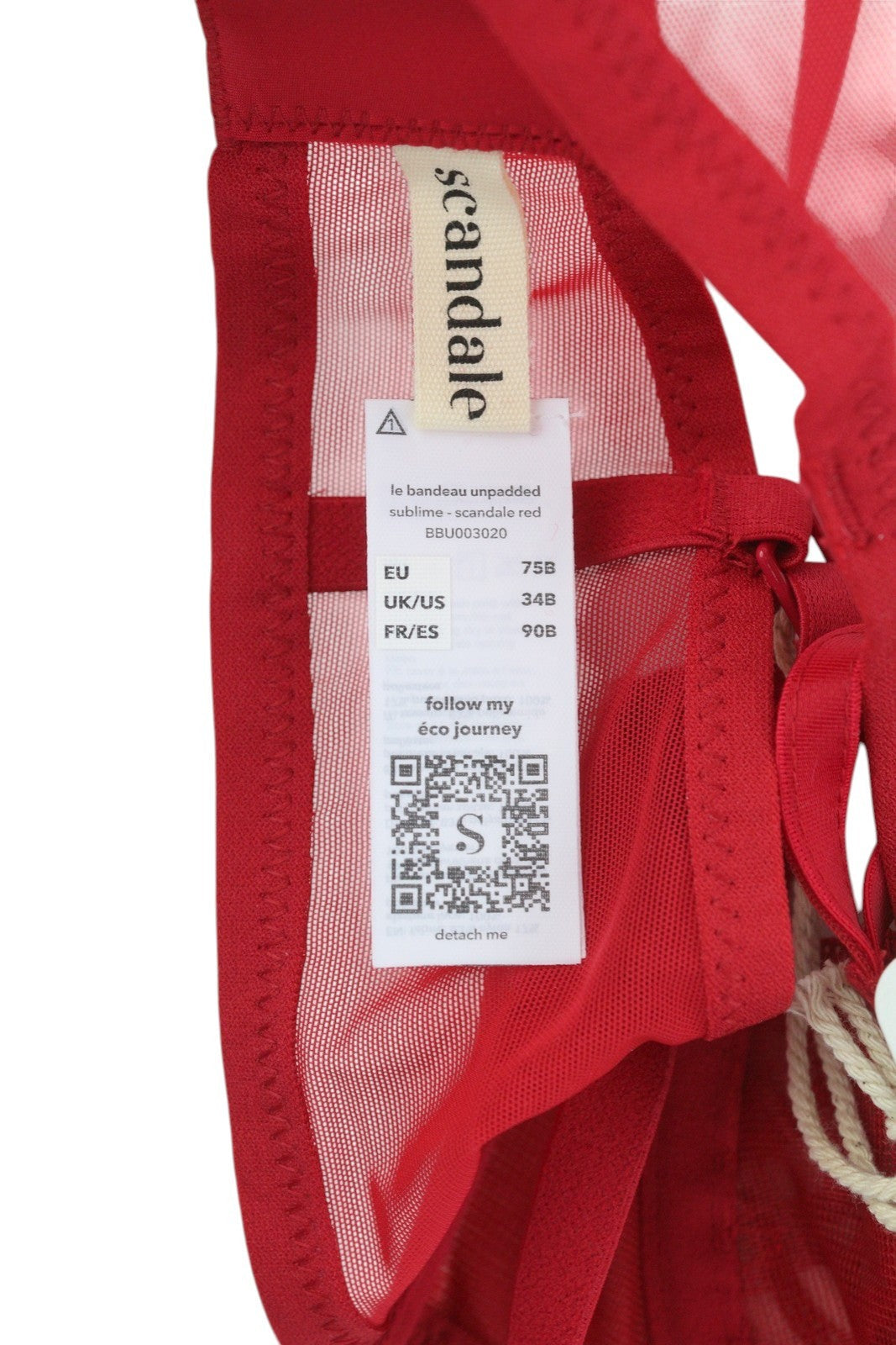 Scandale Le Bandeau Unpadded Wysublimowane czerwone damskie sznurowadła bragipurowe
