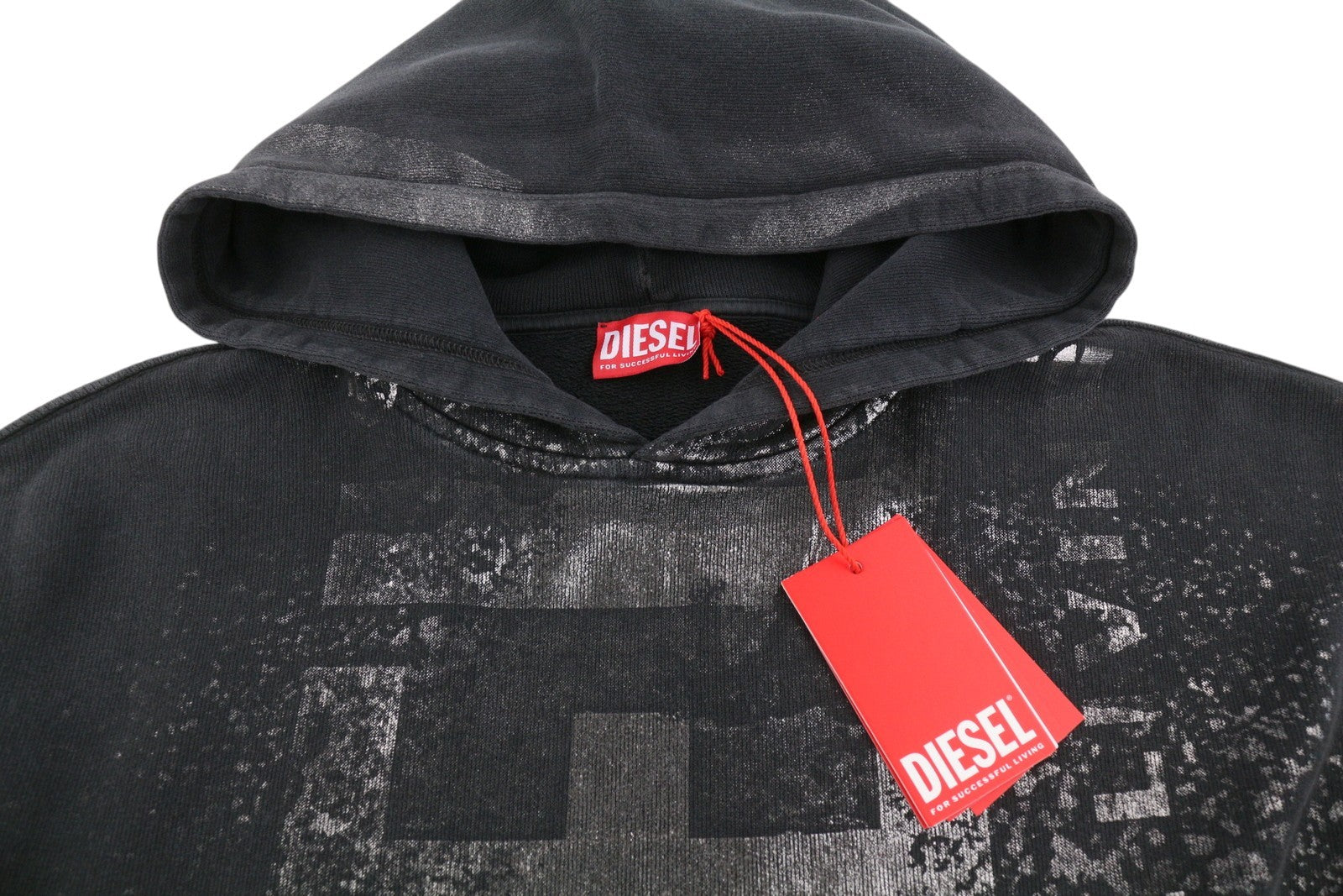 Diesel S-boxt-hood-q6 Herren Kapuzenpulloverschwarz Metallic Shiny Relaxed Fit RRP395