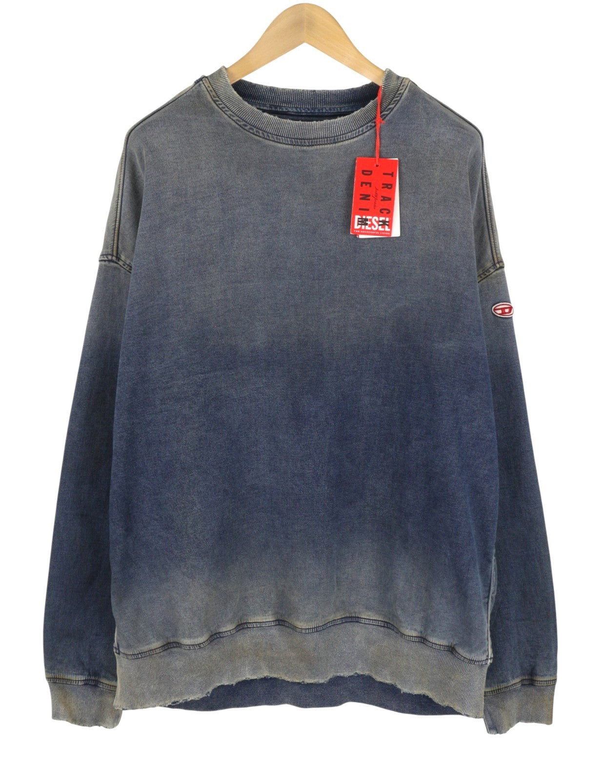 Diesel D-krib-ne Men Sweatshirtblue Faded Aged Look Distressed Rrp350
