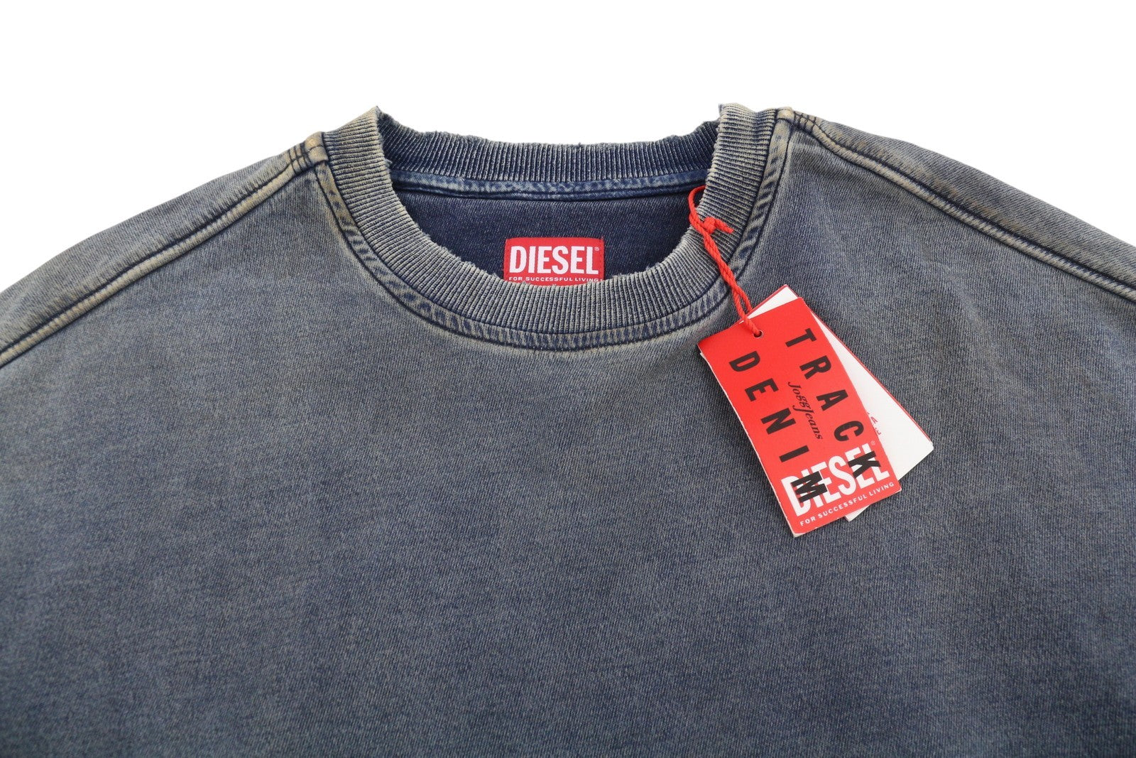 Diesel D-krib-ne Men Sweatshirtblue Faded Aged Look Distressed Rrp350