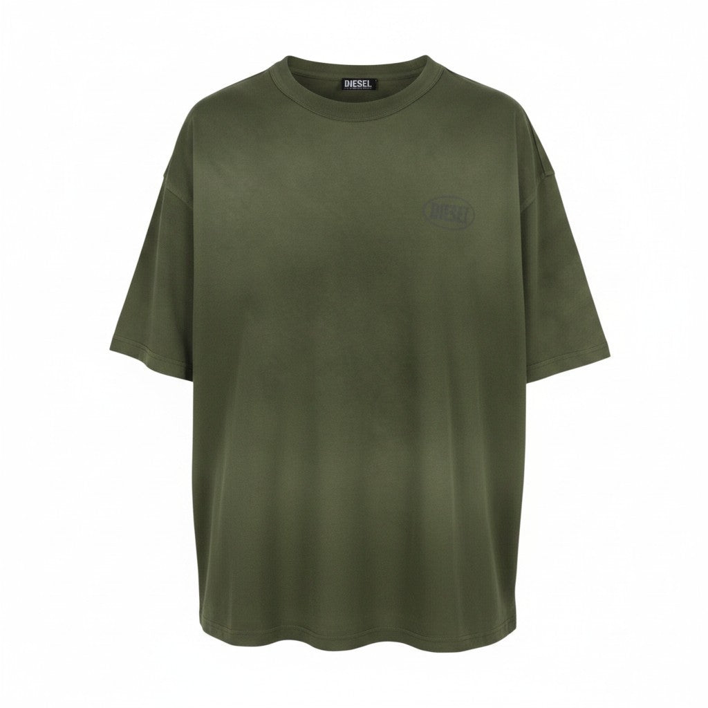 Diesel T-wash-out Pánské tričko 2xl Zelené vybledlé tricot Oversized Krátký rukáv