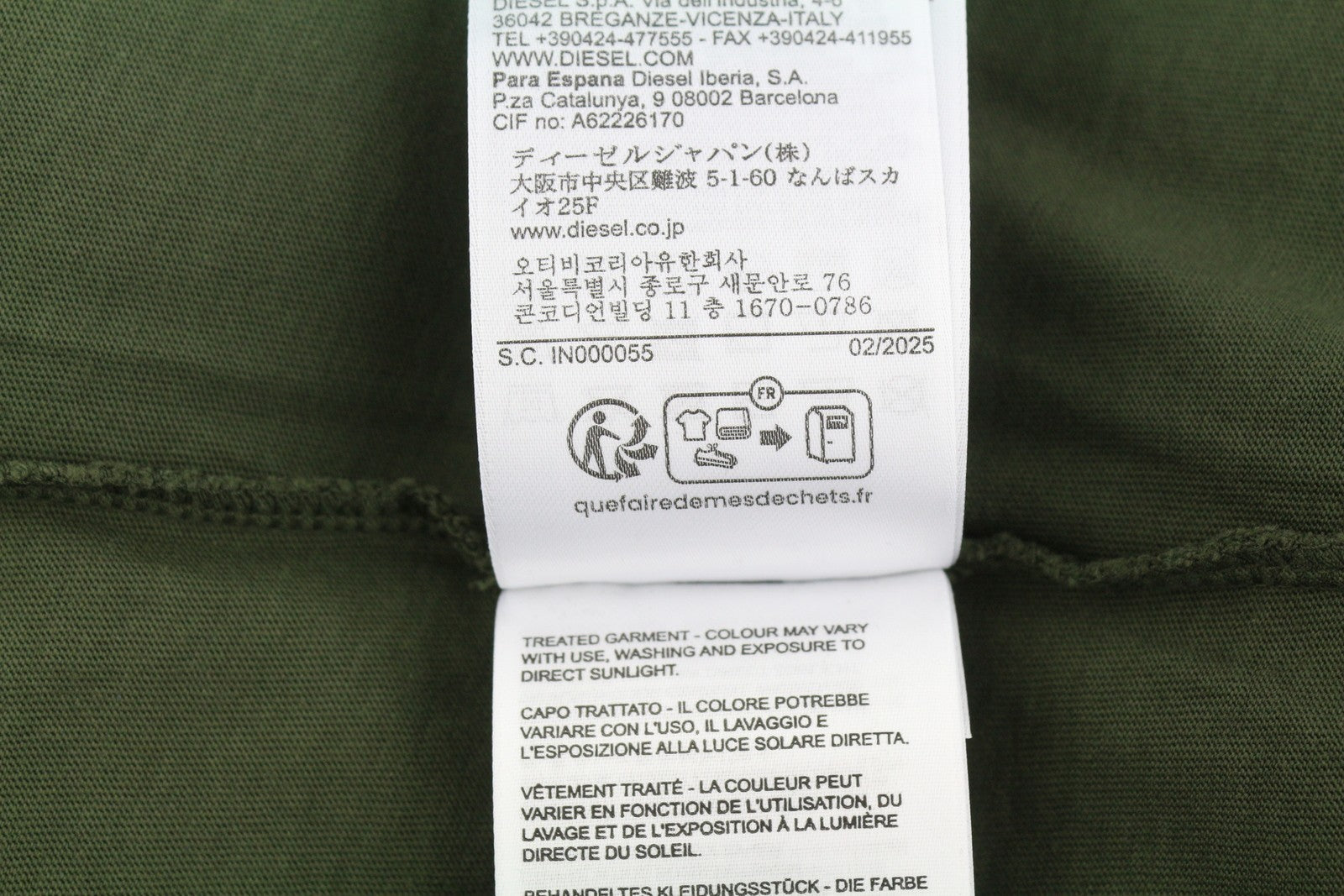 Diesel T-wash-out Pánské tričko 2xl Zelené vybledlé tricot Oversized Krátký rukáv