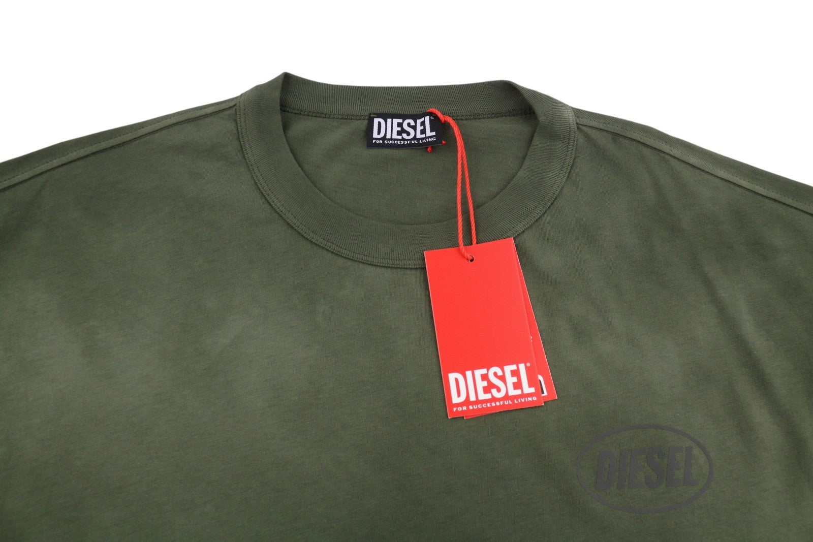 Diesel T-wash-out Pánské tričko 2xl Zelené vybledlé tricot Oversized Krátký rukáv