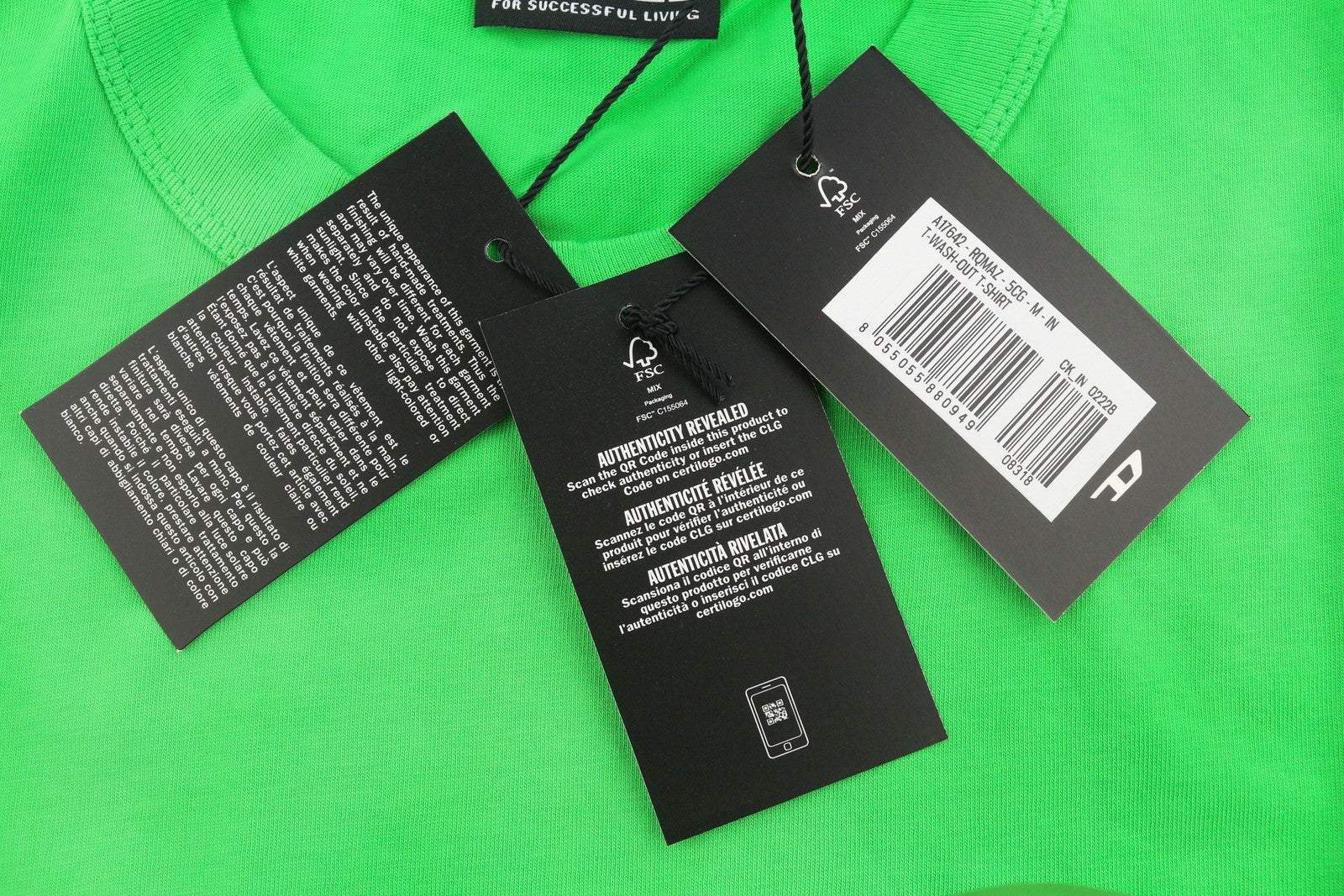 Diesel T-wash-out Herr T-shirtgrön Faded Oversized Crew Neck Kort ärm