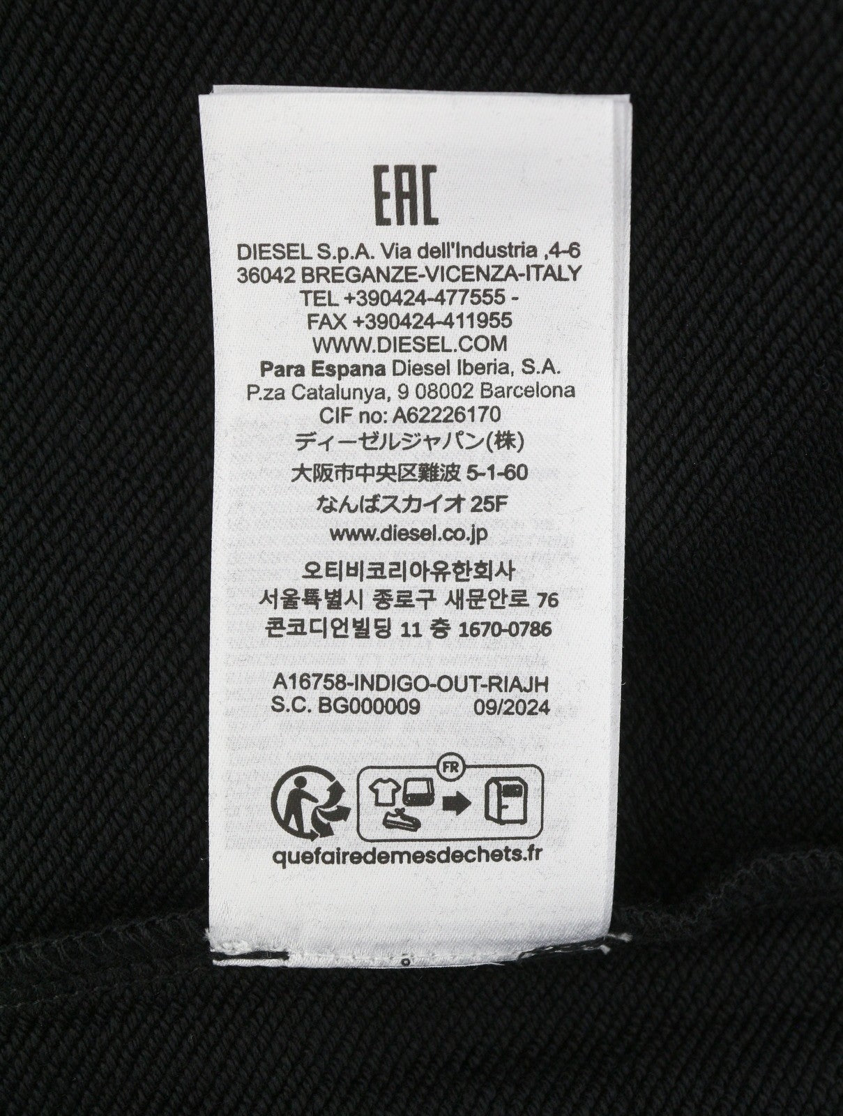 Diesel Indigo-out Pánská mikinačerná Crew Neck Fluffy Logo Pull On Rrp175