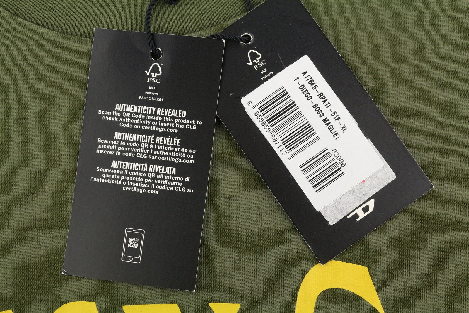 Diesel T-diego-boss Pánské tričkozelené Tricot Crew Neck Krátký rukáv