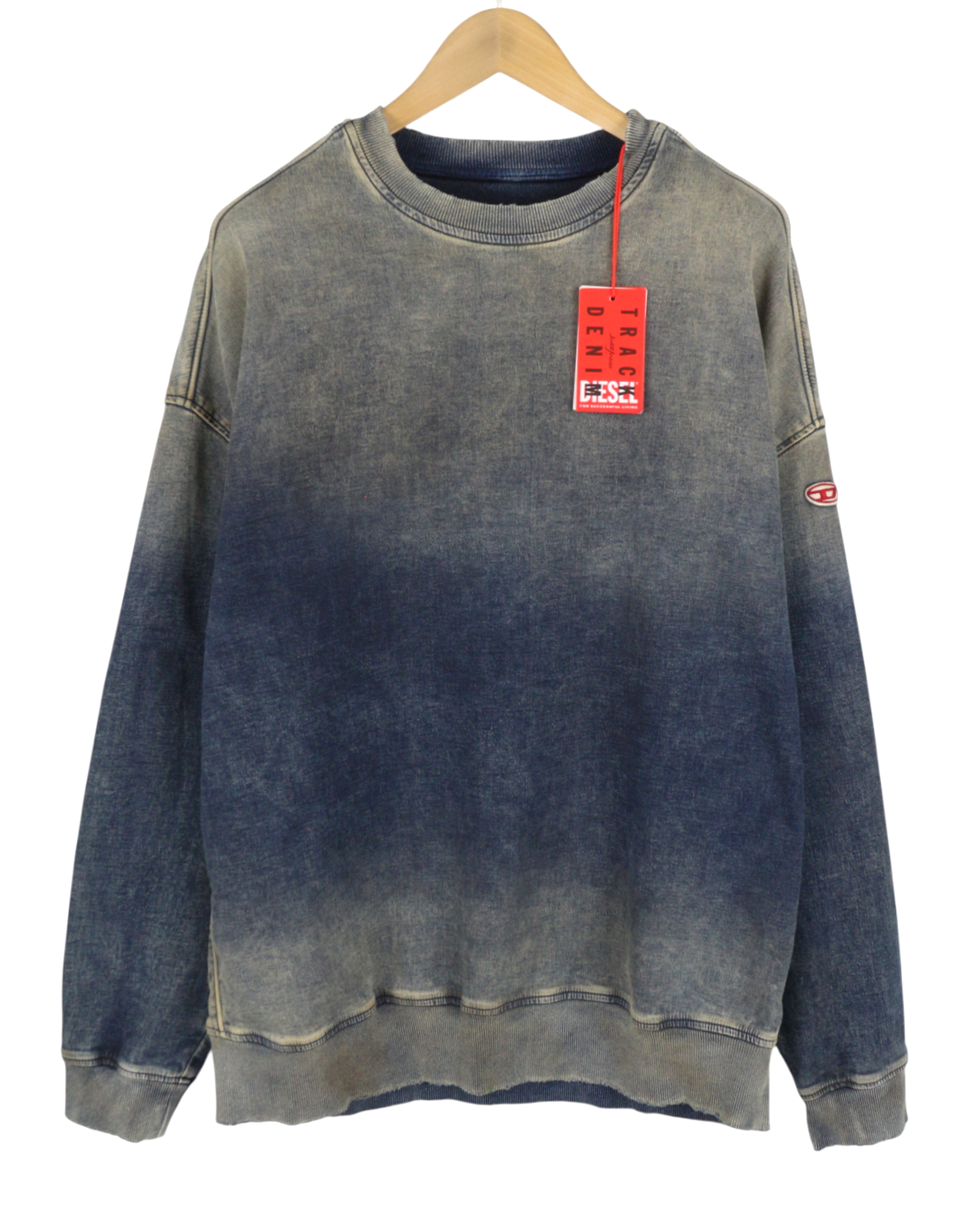 Diesel D-krib-ne Men Sweatshirtblue Faded Aged Look Distressed Rrp350