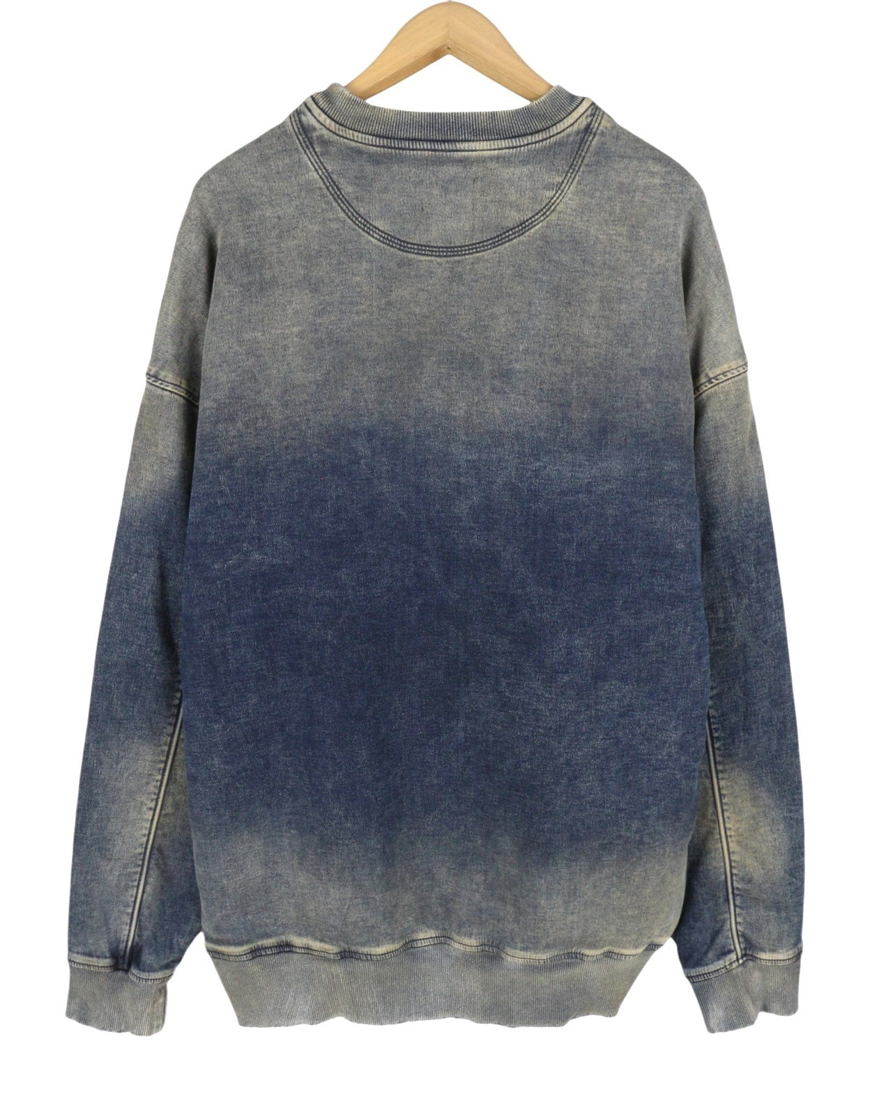 Diesel D-krib-ne Men Sweatshirtblue Faded Aged Look Distressed Rrp350