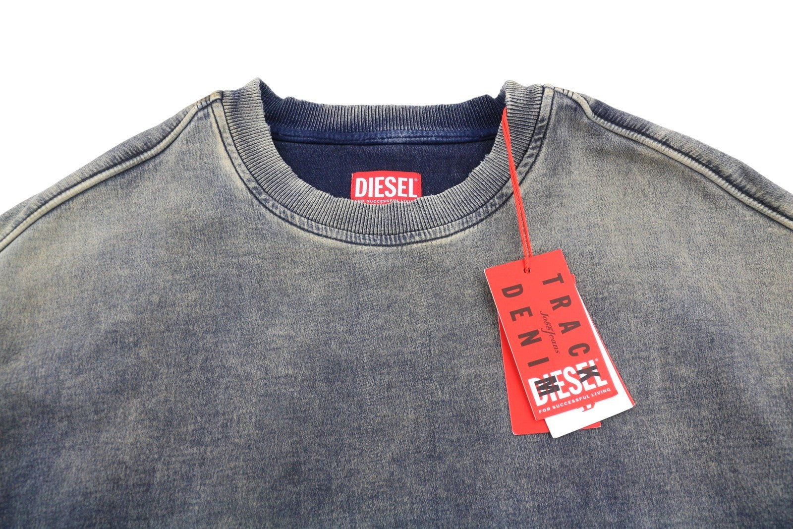 Diesel D-krib-ne Men Sweatshirtblue Faded Aged Look Distressed Rrp350