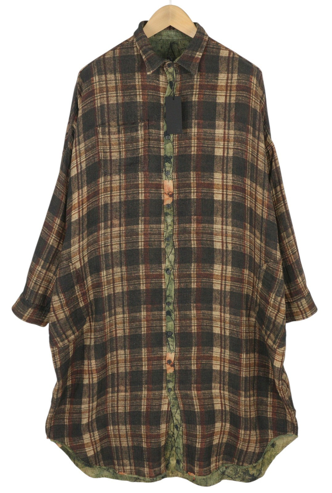 R13 Robe chemise géante réversible pour femmes, motif surdimensionné Pf25 Rrp899