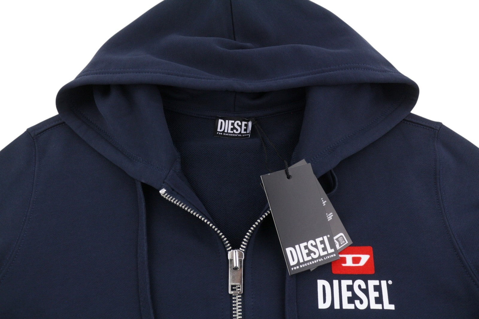 Diesel S-ginn-hood-zip 250208 Off Men Hoodiedark Blue Full Zip Rrp175