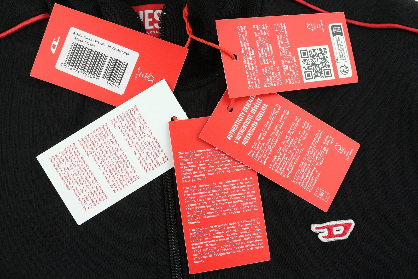 Pánská mikina Diesel S-lock-d Černá Vysoký Neck Zip Track Top Rrp195