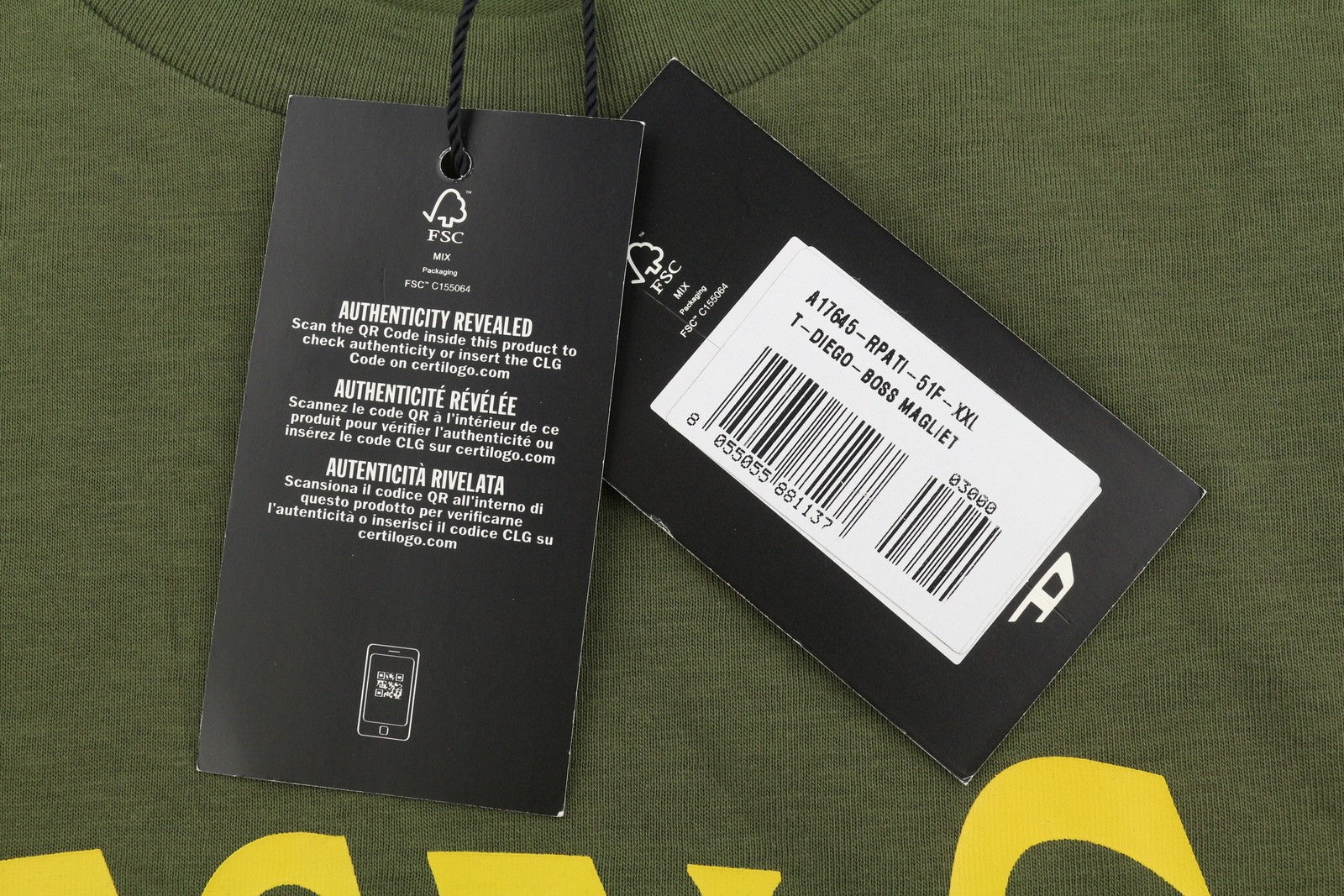 Pánské tričko Diesel T-diego-boss 2xl Zelená Tricot Crew Krk s krátkým rukávem