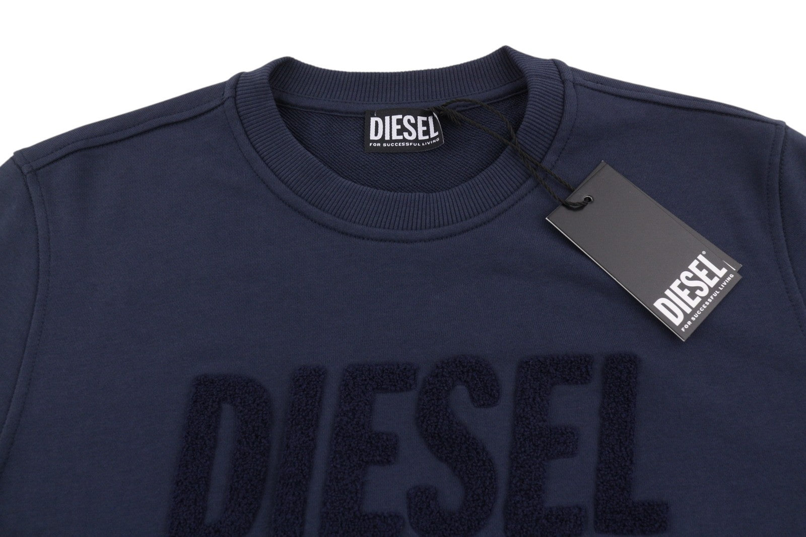 Diesel Indigo-out Pánská mikinamodrá Crew Neck Fluffy Logo Pull On Rrp175