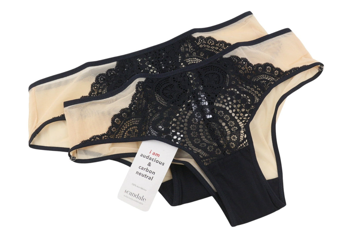 Scandale Le Shorty Sublime-nude A14 Дамски бикини Sheer Tulle Laces 3-pack