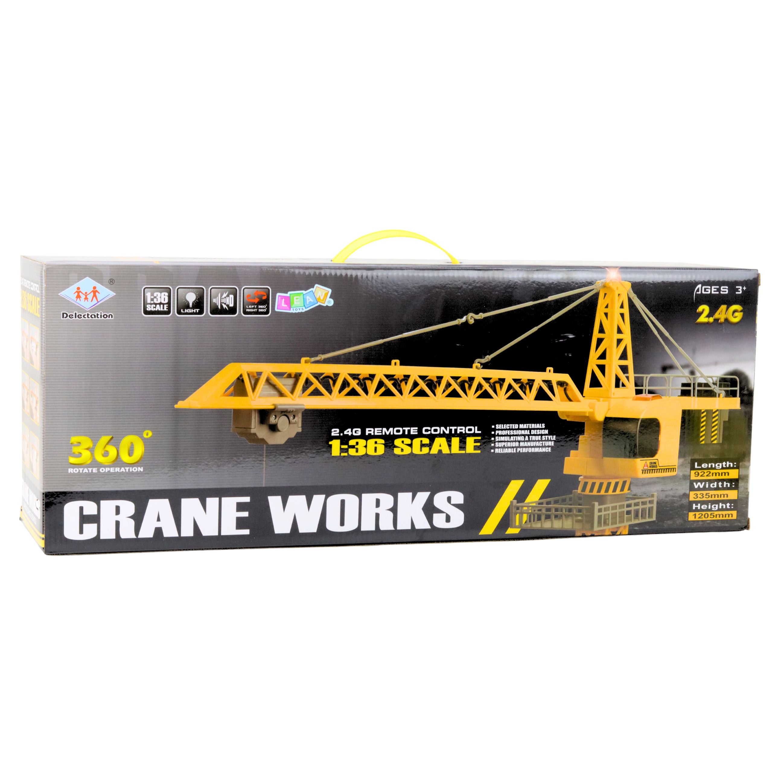 Remote Controlled Crane Rc Led Lights 360° Rotation 1:36 120 Cm