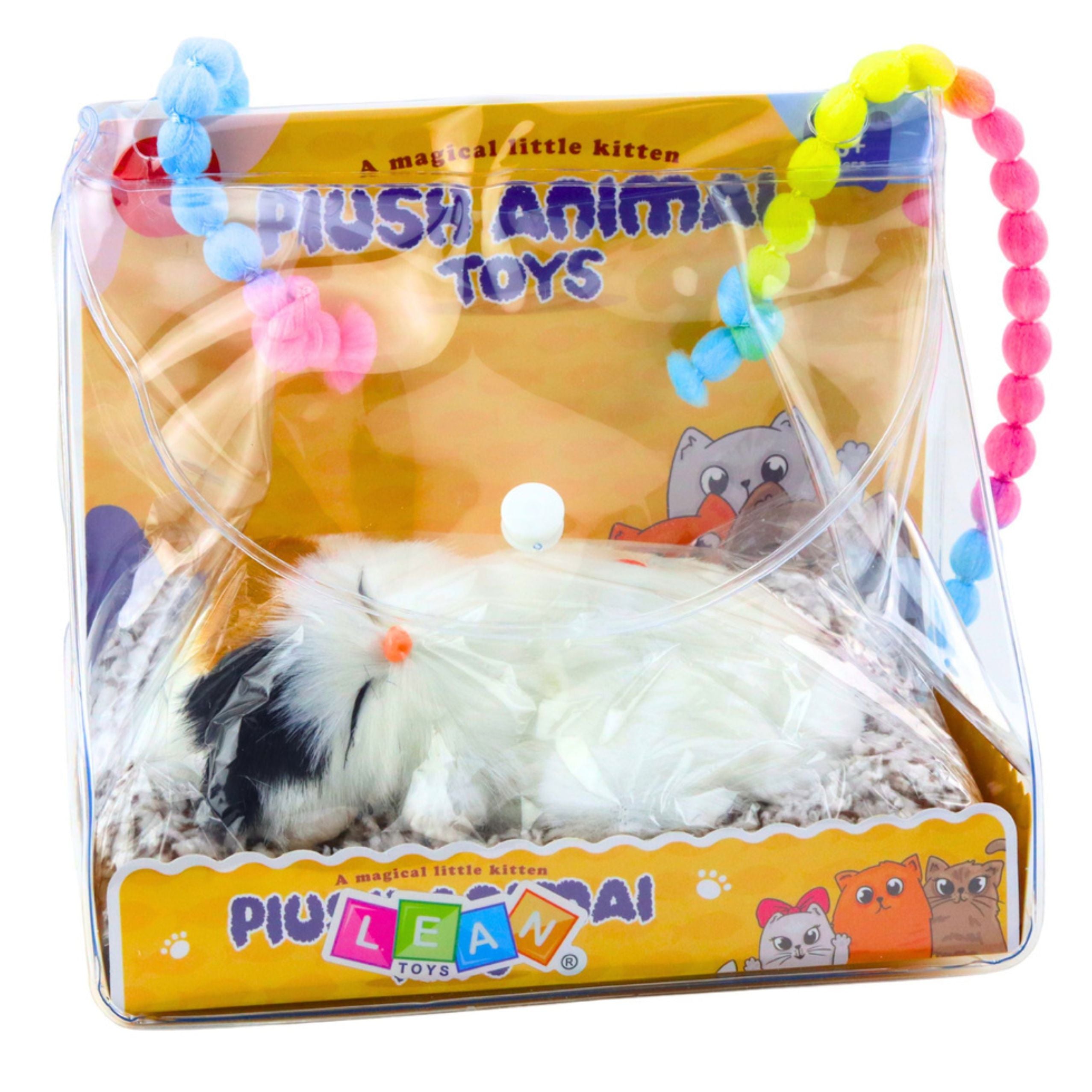 Sleeping White Cat On A Pillow Figurine With Fur Bag Sounds