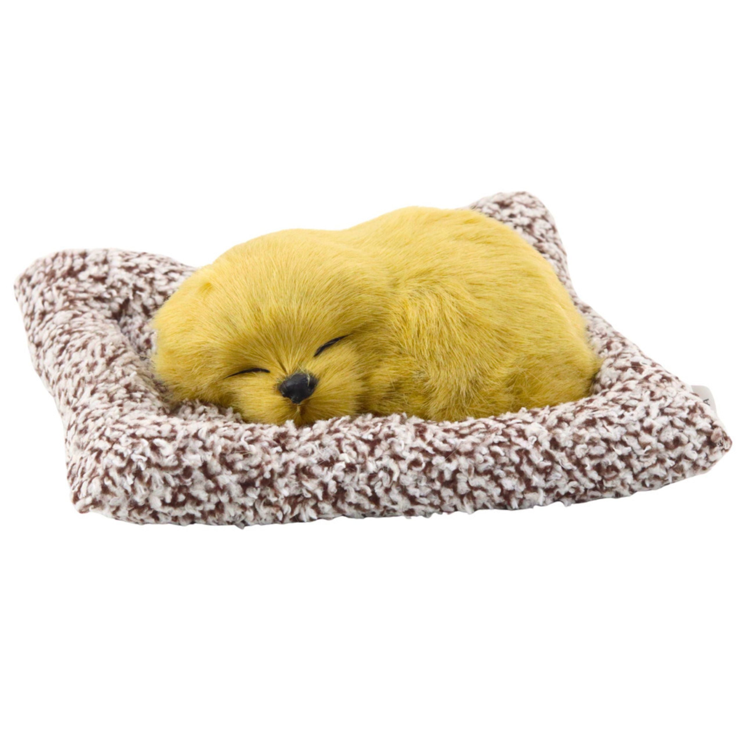 Sleeping Labrador On A Pillow Figurine With Fur Transparent Bag Sounds