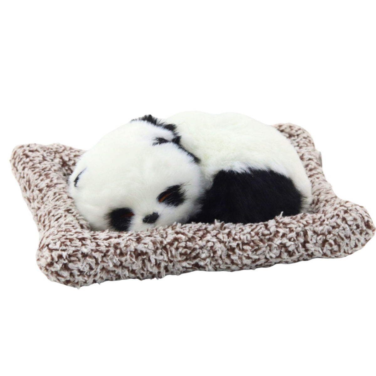 Sleeping Panda On A Pillow Figurine With Fur And Transparent Bag