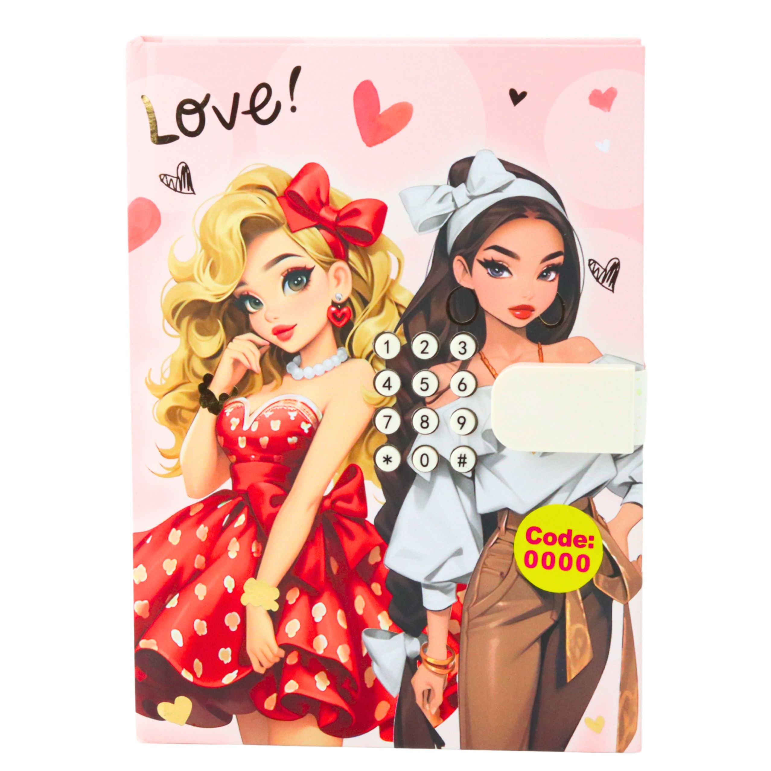 Girls' Diary Notebook Code Melodies Colorful Pages Hearts
