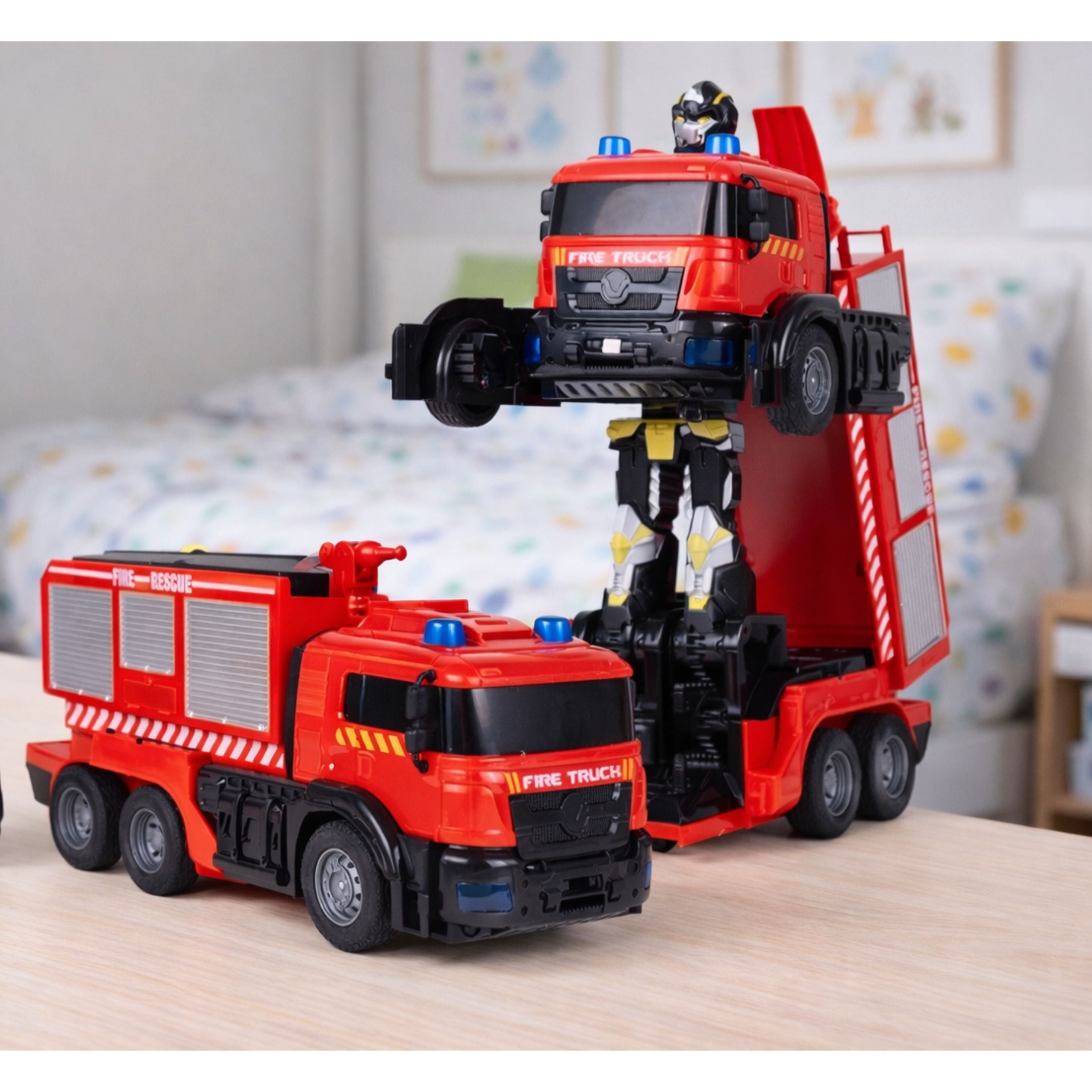 Firefighter Robot Car 2 In 1 Remote Controlled Rc Lights Sounds Water