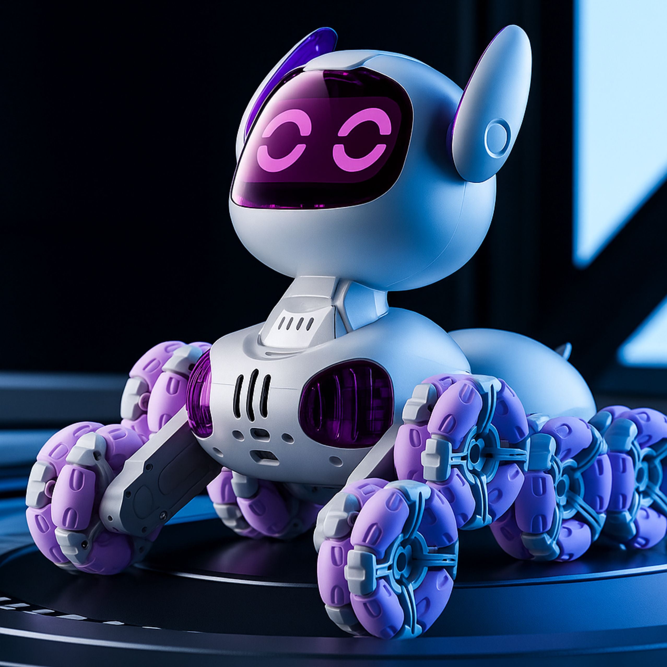 Tooby Robot Dog Remote Controlled Rc 360° Lights Sounds White And Purple