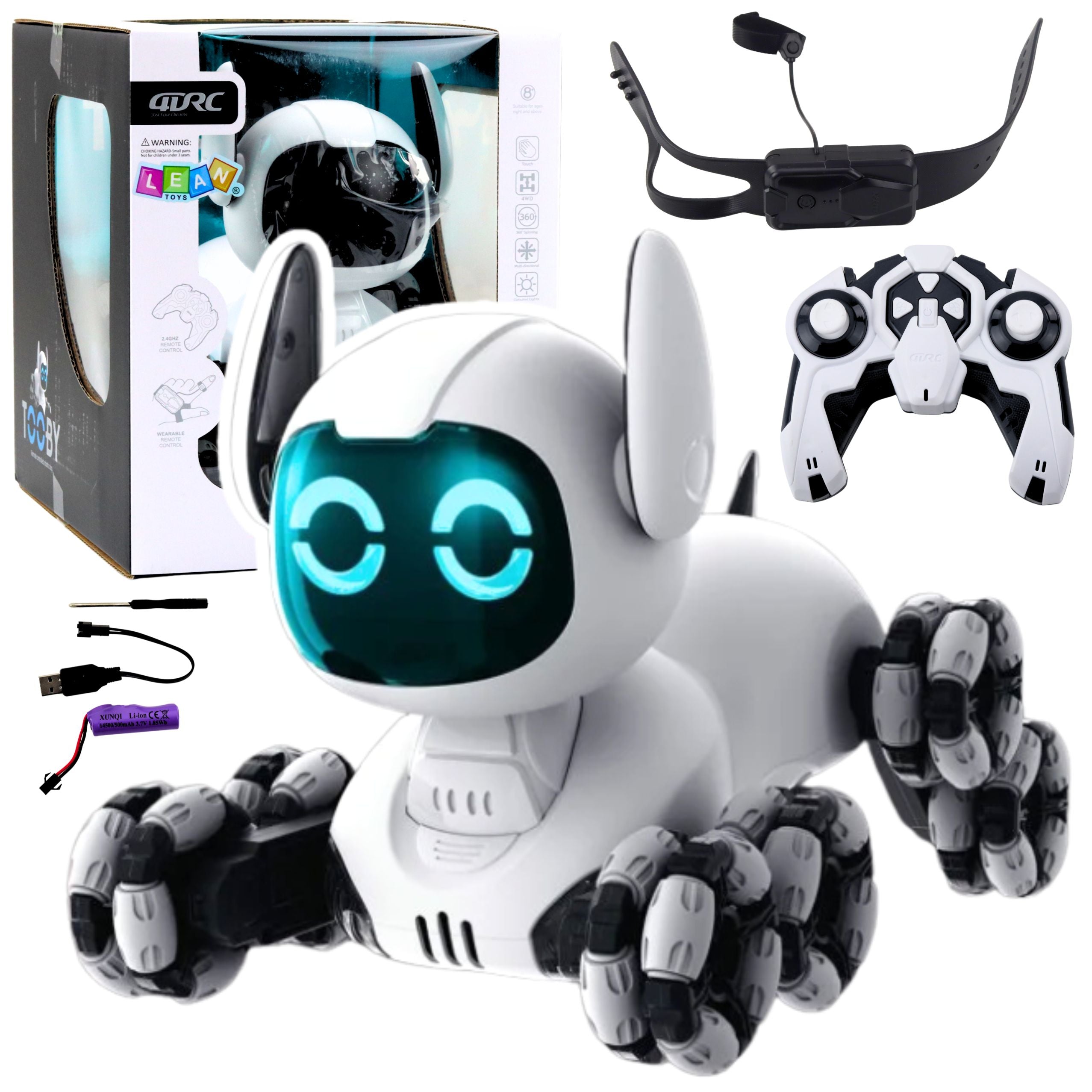 Tooby Robot Dog Remote Controlled Rc 360° Lights Sounds Black And White