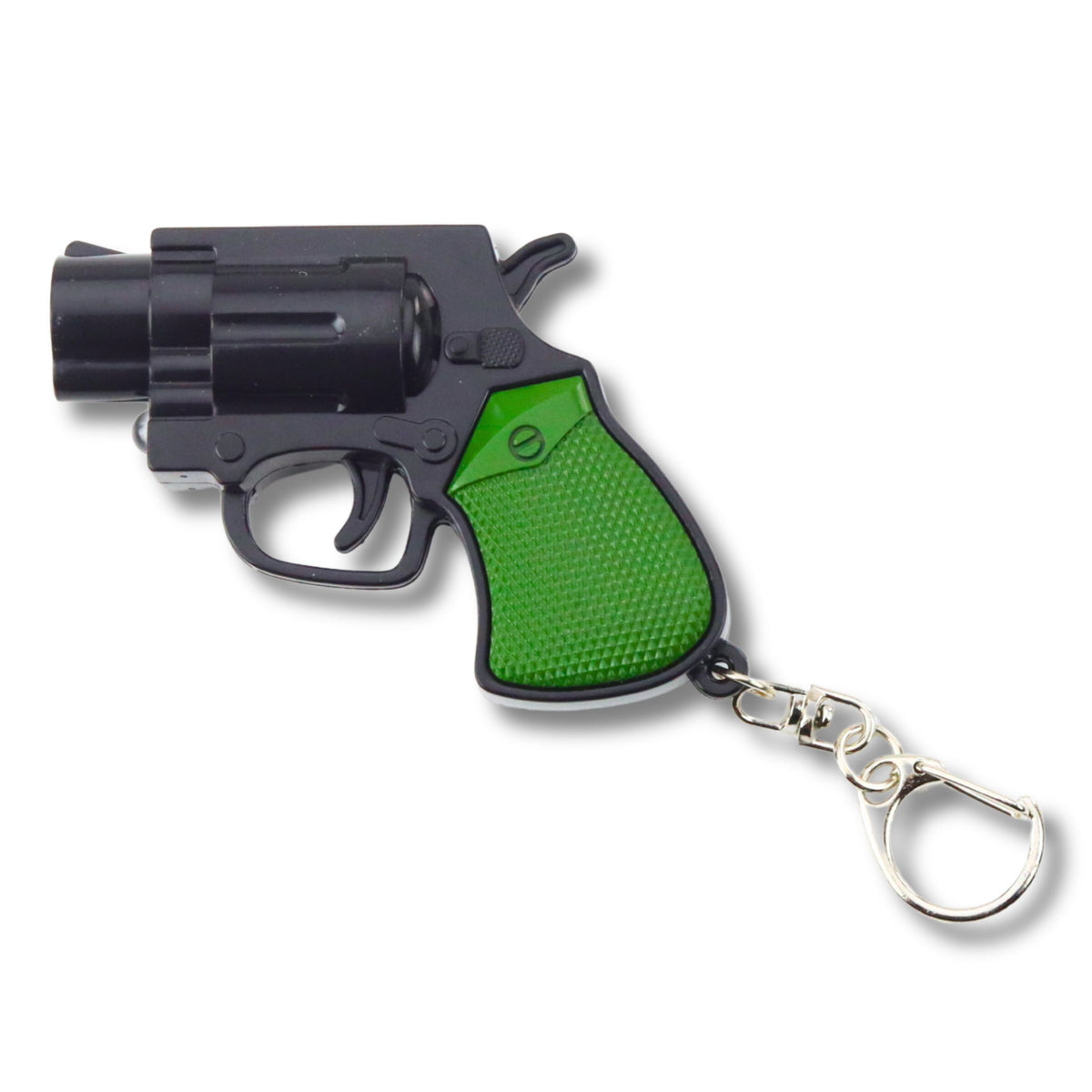 Mini pistolet Revolver porte-clés Gadget lumière LED Laser 6,5 Cm