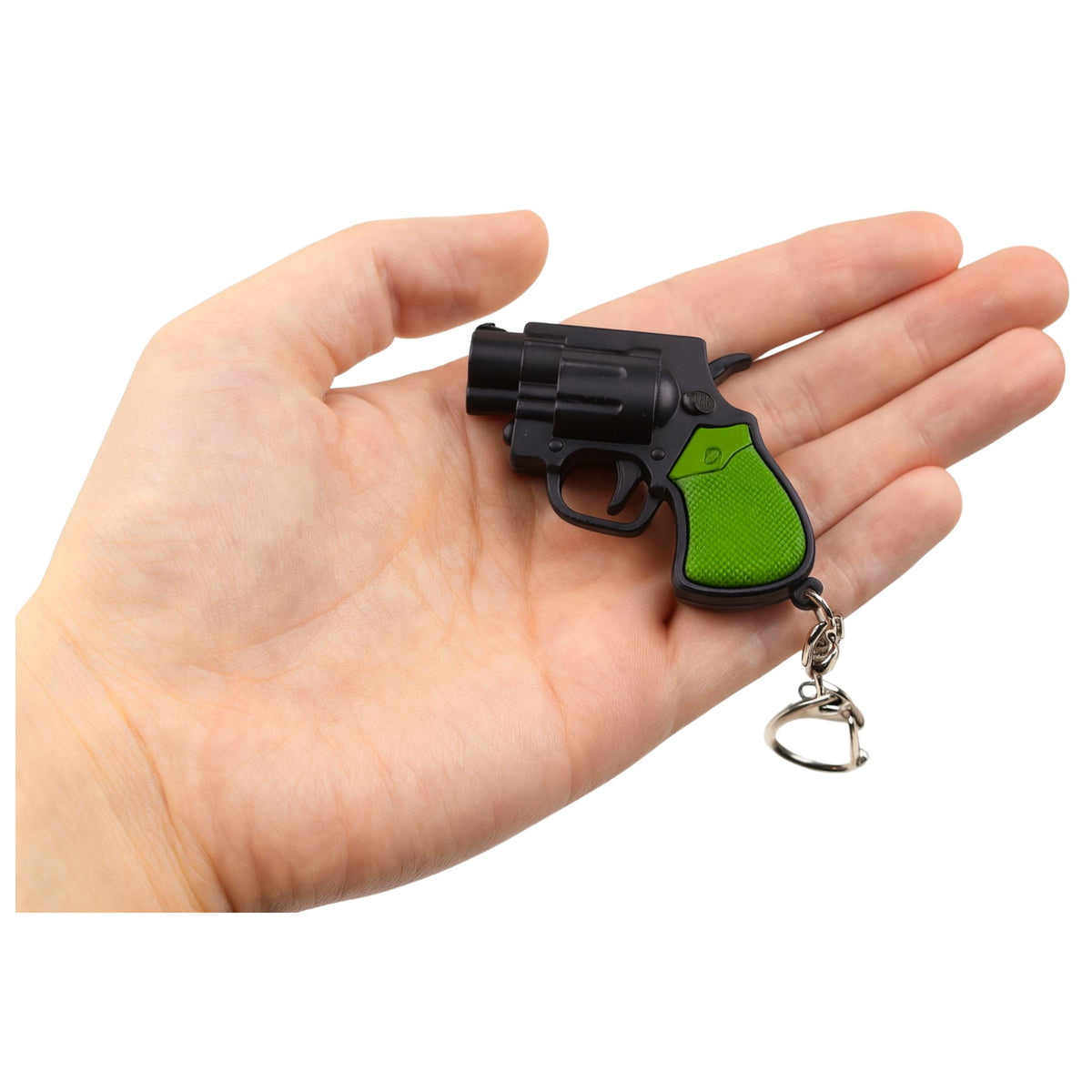 Mini pistolet Revolver porte-clés Gadget lumière LED Laser 6,5 Cm