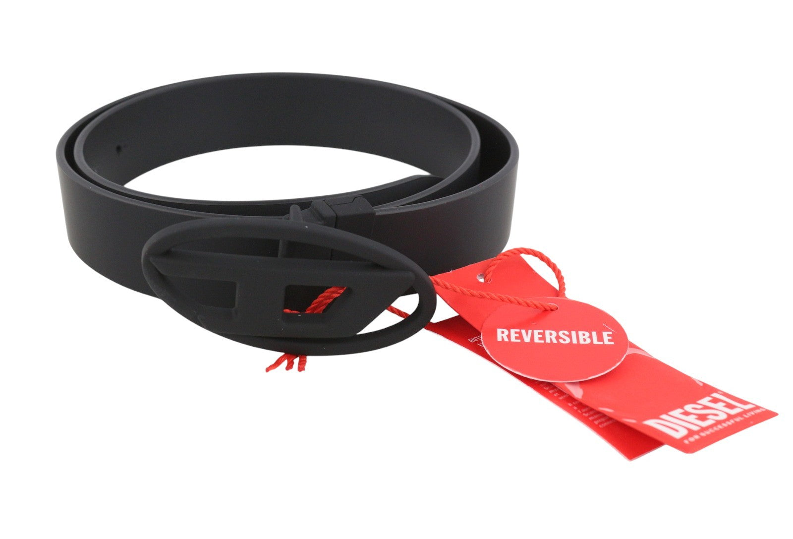 Diesel B-1dr W Rev Ii Damengürtel, schwarze Rindsleder-Wendeschnalle