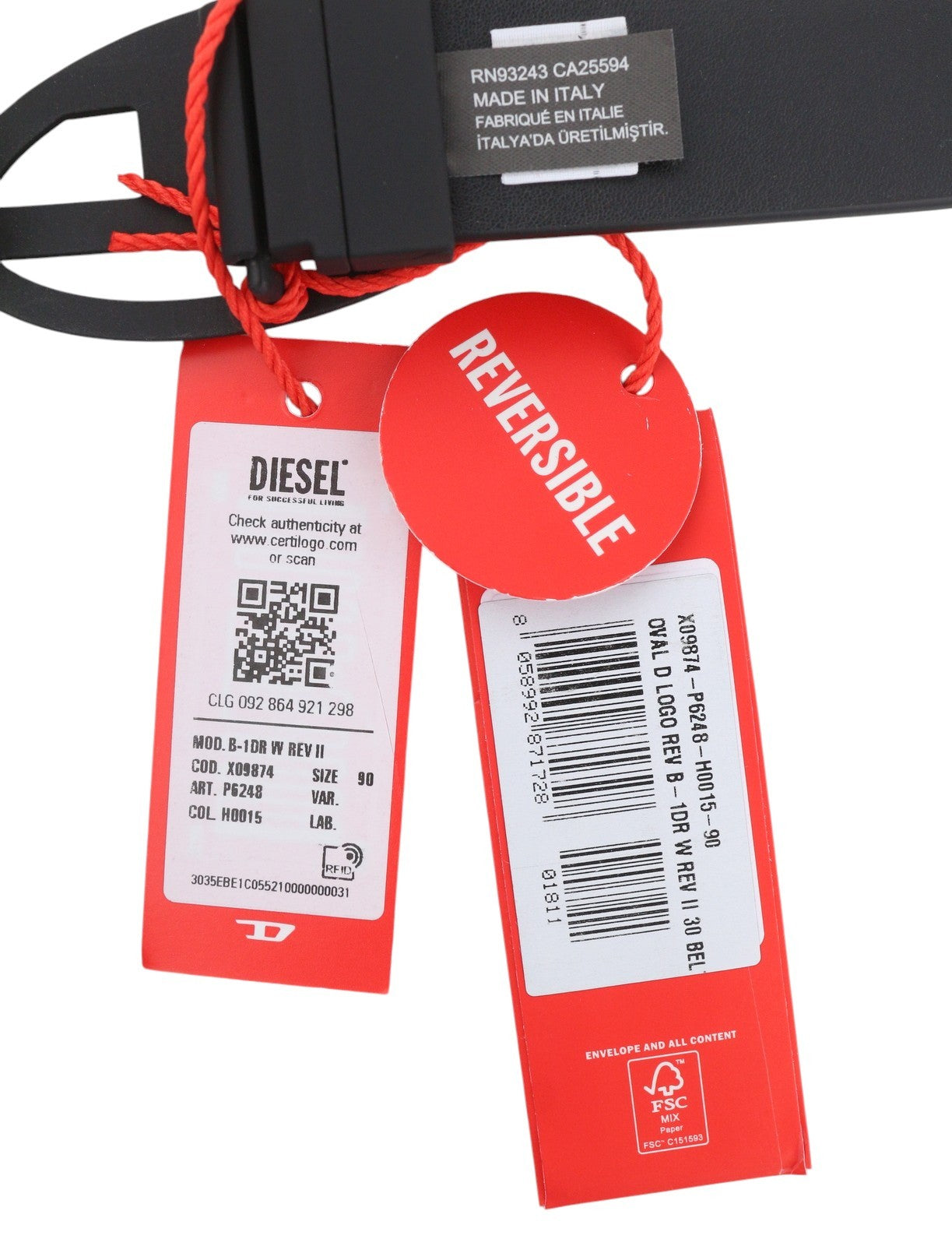 Diesel B-1dr W Rev Ii Dámský opasek černý hovězí kůže oboustranný Rrp165