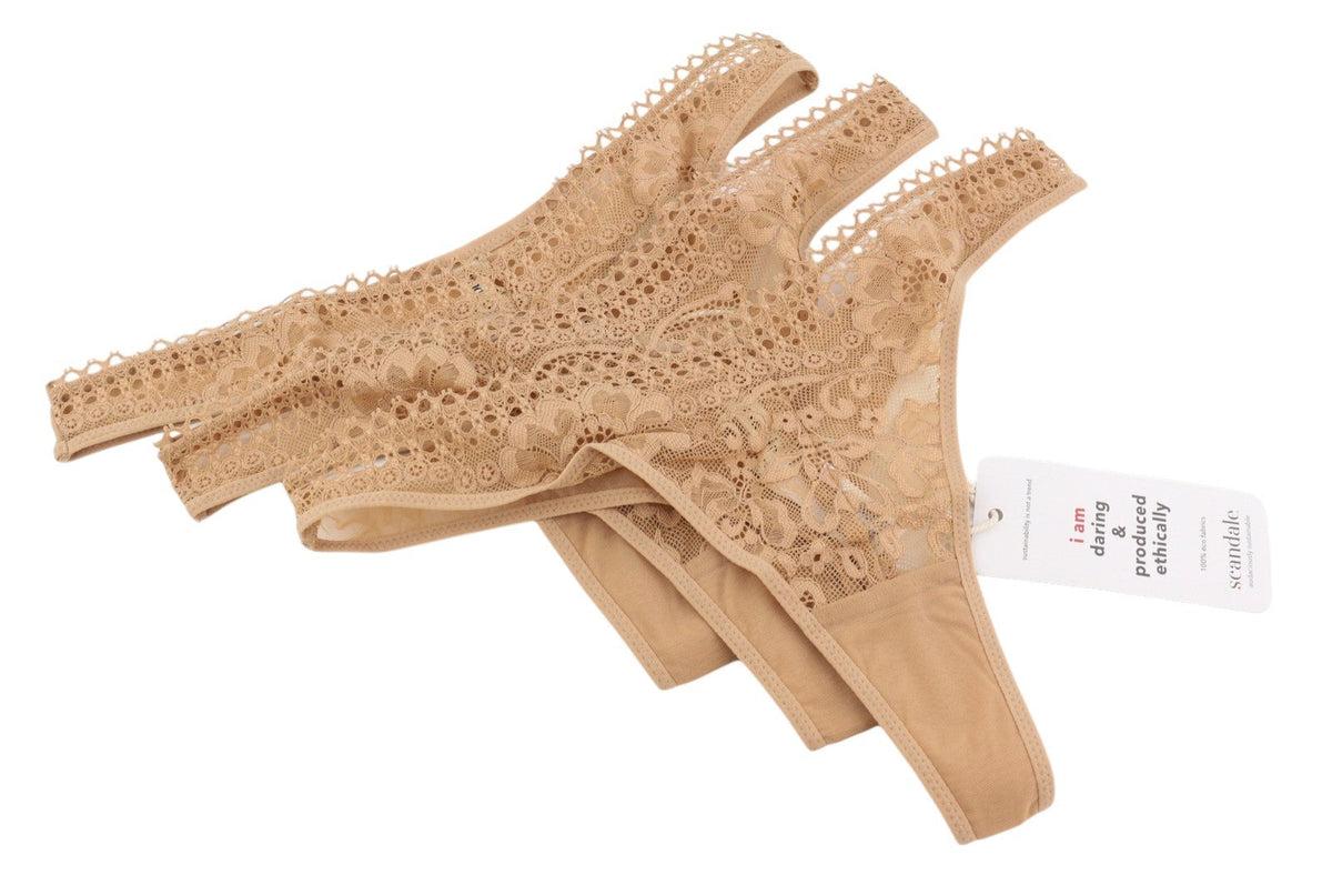 Scandale Le String Sensual-nude T17 Mná Lása mionbhrístíní Cuir isteach 3 phacáiste