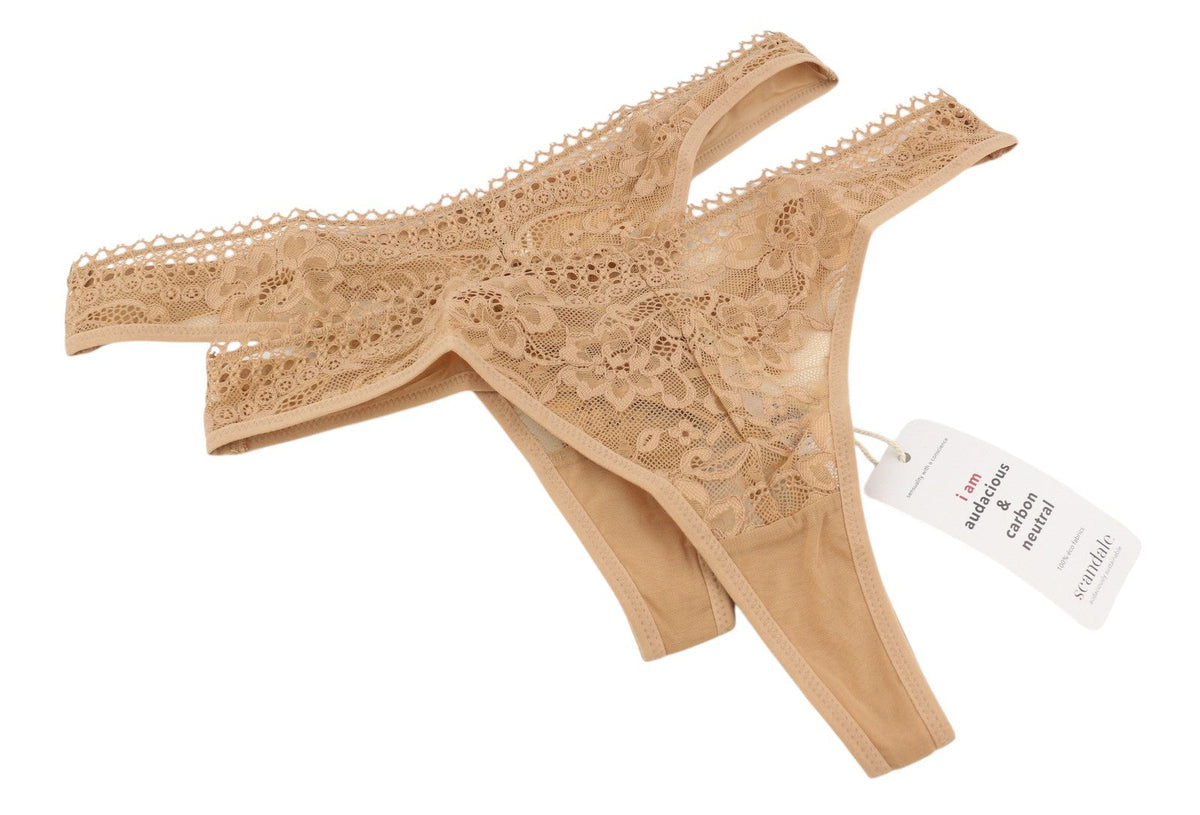 Scandale Le String Sensual-nude T17 Calcinha feminina delicada inserção de renda pacote com 2