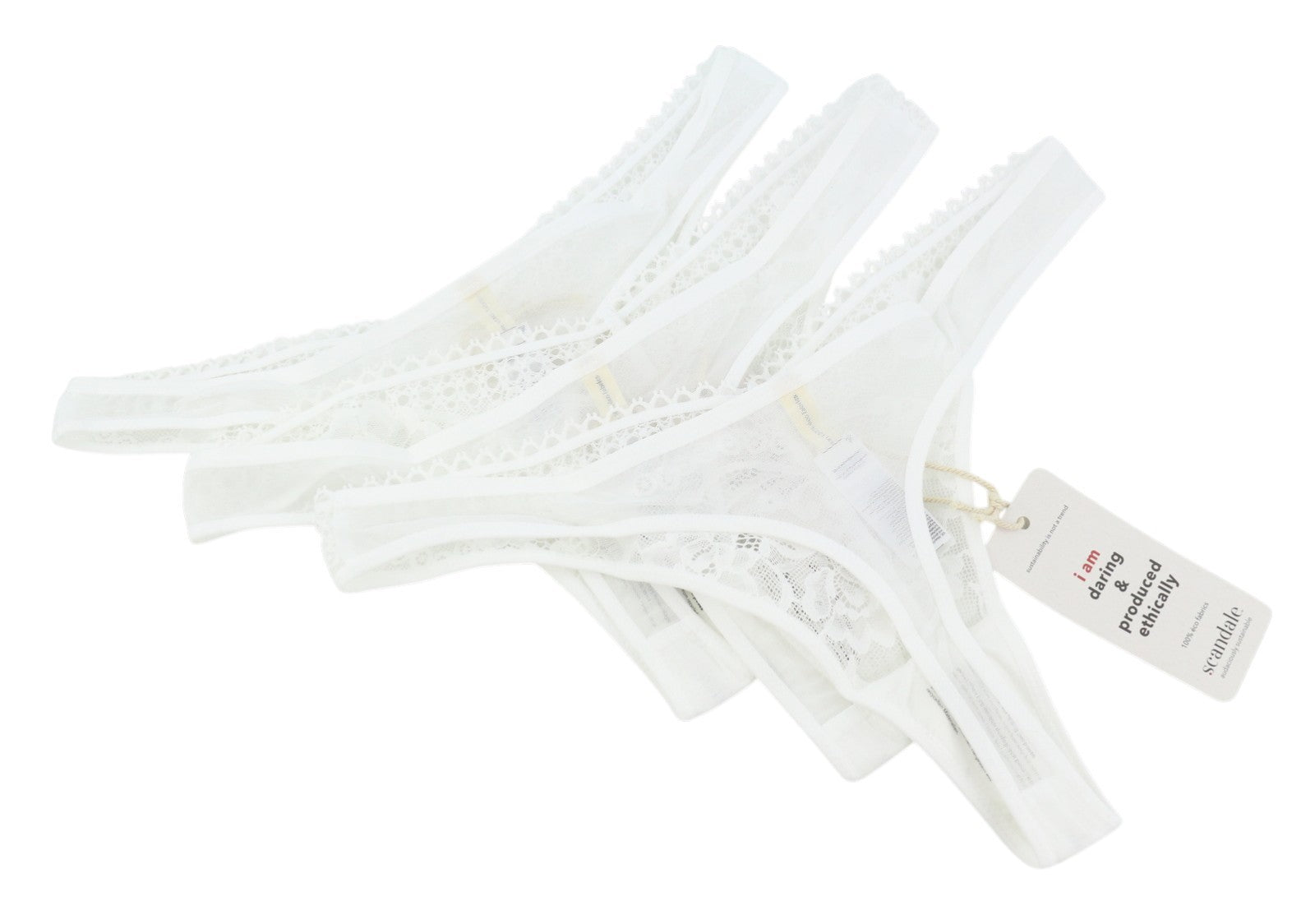 Scandale Le String Sensuell-ofärgad Dam Trosorvit Delikat Spets 3-pack