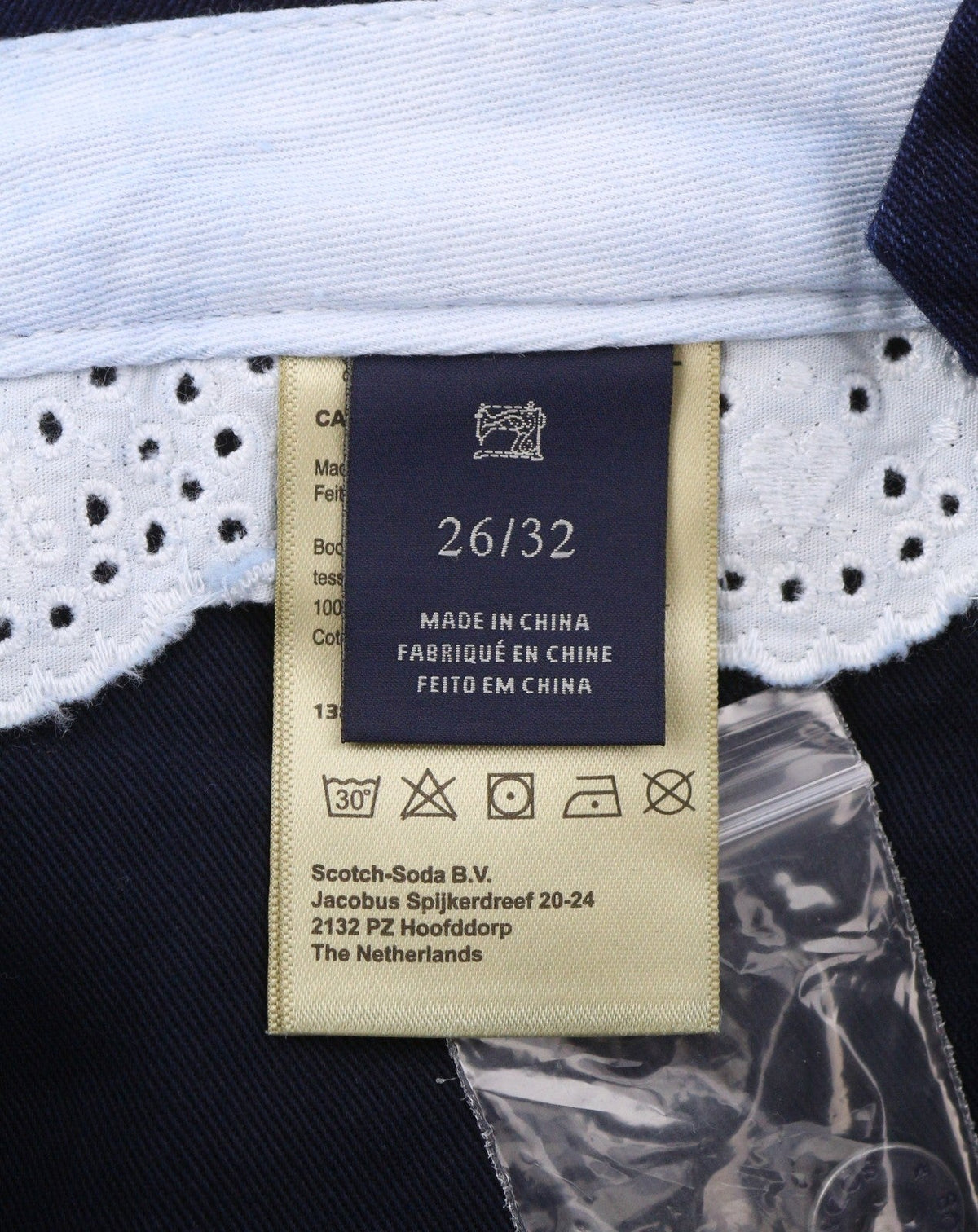Scotch & Soda Damesbroek Donkerblauw Geplooide Cropped Omslag Loose Fit