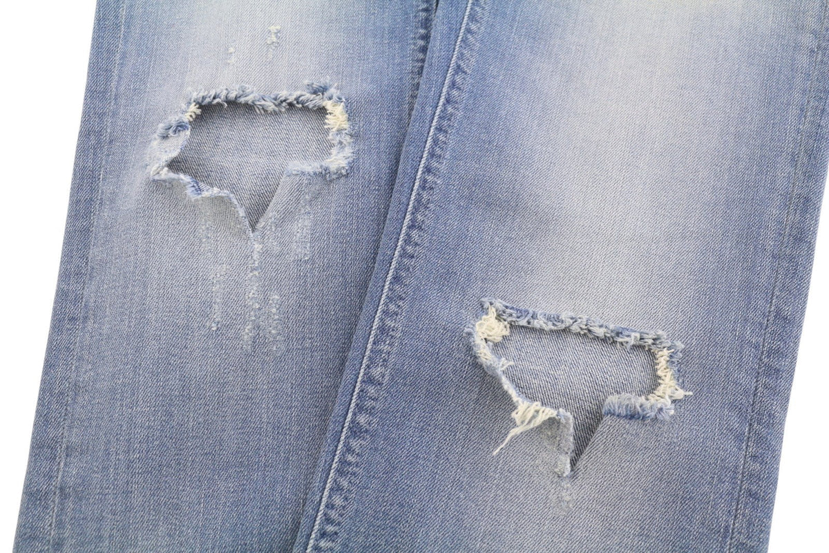 Scotch & Soda Supreme Slim Straight Leg Jeans feminino azul desbotado Distress