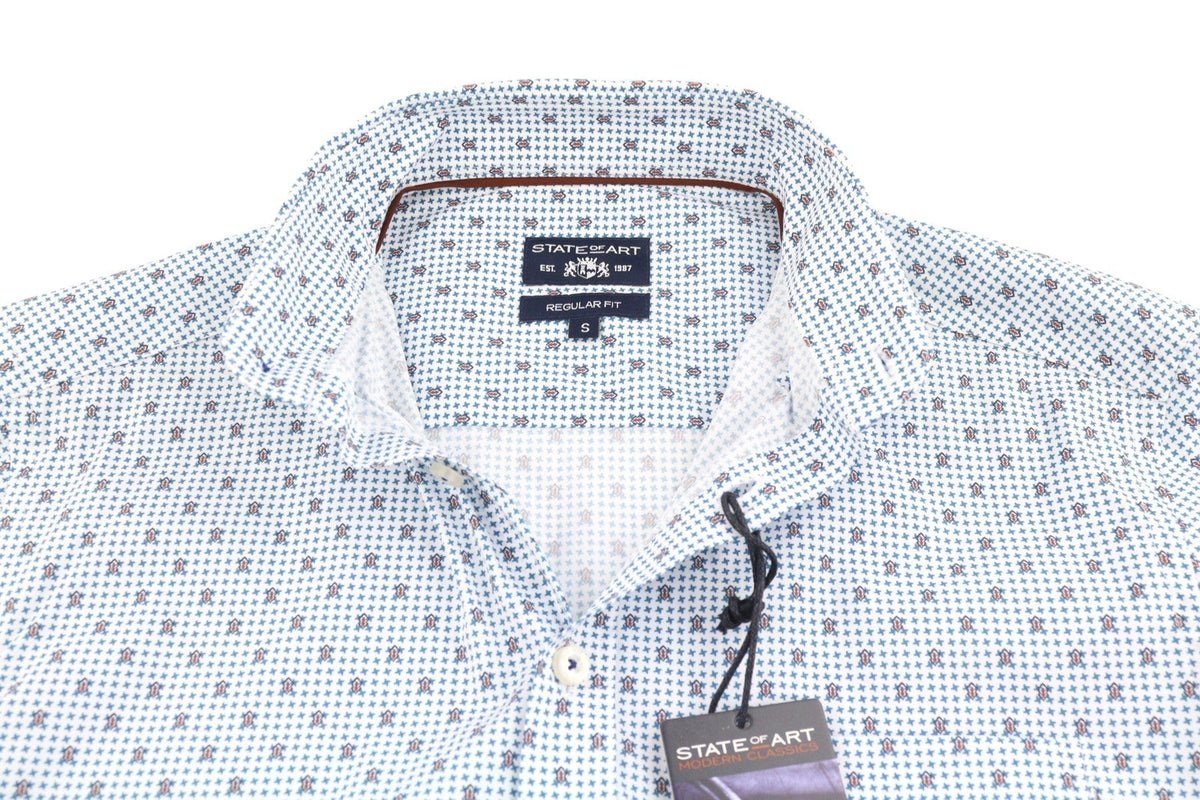 State Of Art Regular Fit herenoverhemd, button-down hals met wit patroon