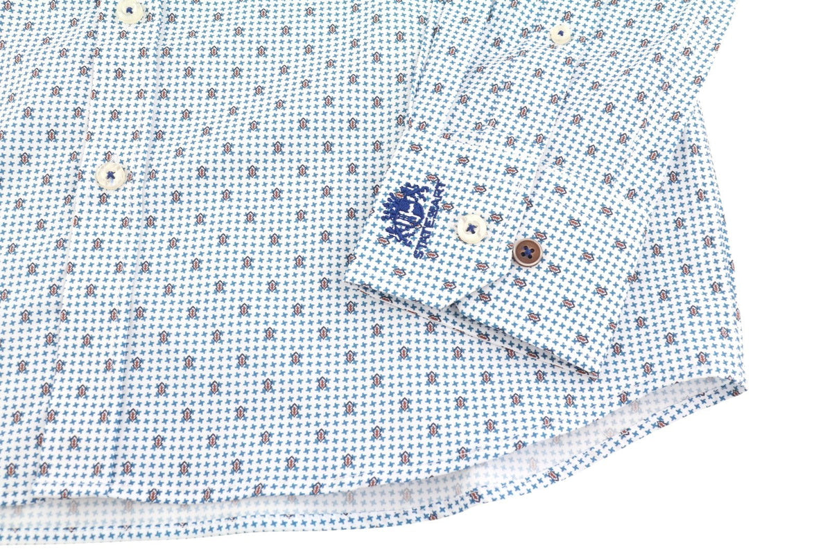State Of Art Regular Fit herenoverhemd, button-down hals met wit patroon