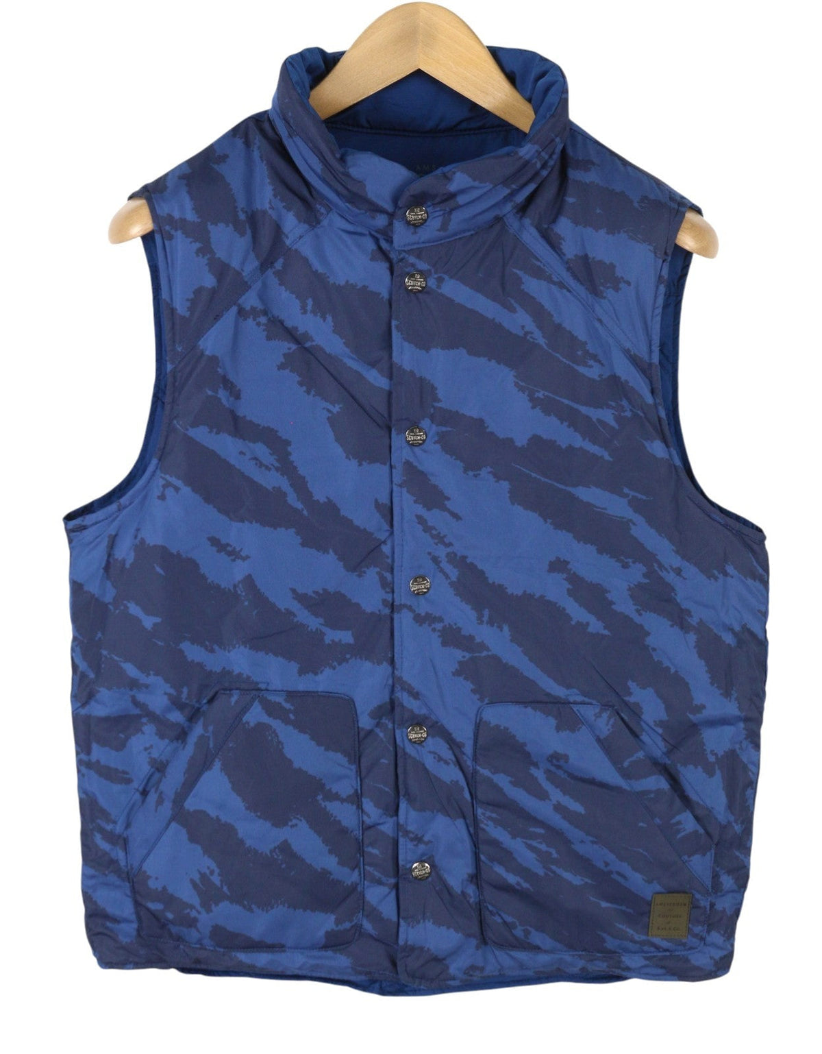 Gilet da uomo Scotch & Soda blu trapuntato reversibile mimetico bicolore