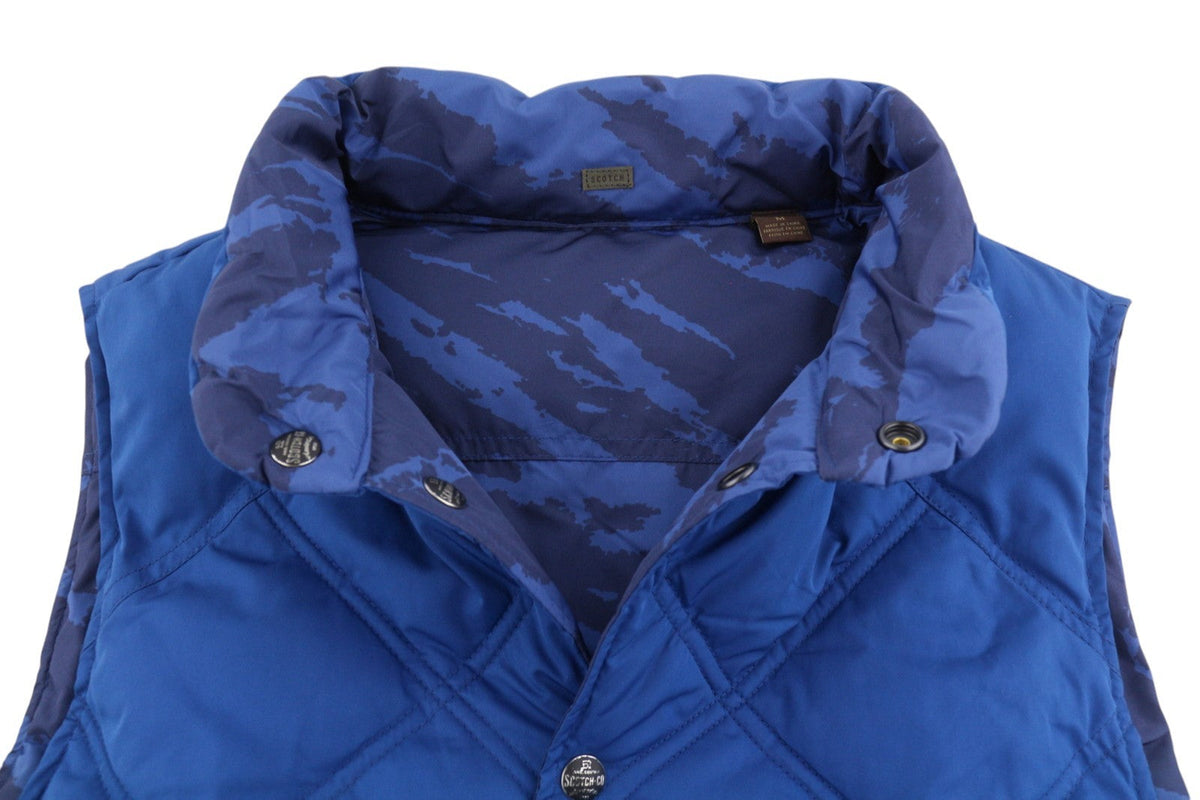 Gilet da uomo Scotch & Soda blu trapuntato reversibile mimetico bicolore