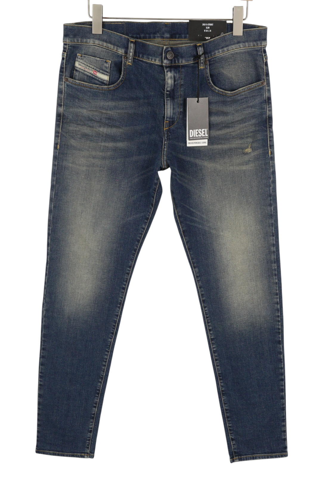 Diesel 2019 D-strukt R0992 Pánské Jeansblue Faded Distress Slim Rrp250