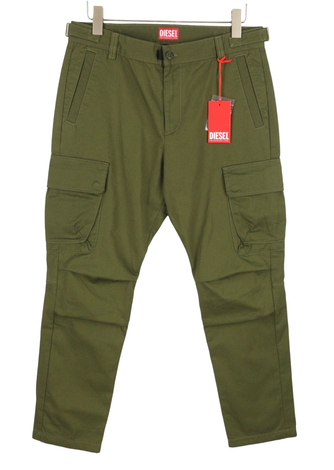 Pánské kalhoty Diesel P-argymw37 Khaki Green Regular Fit Cargo Rrp225