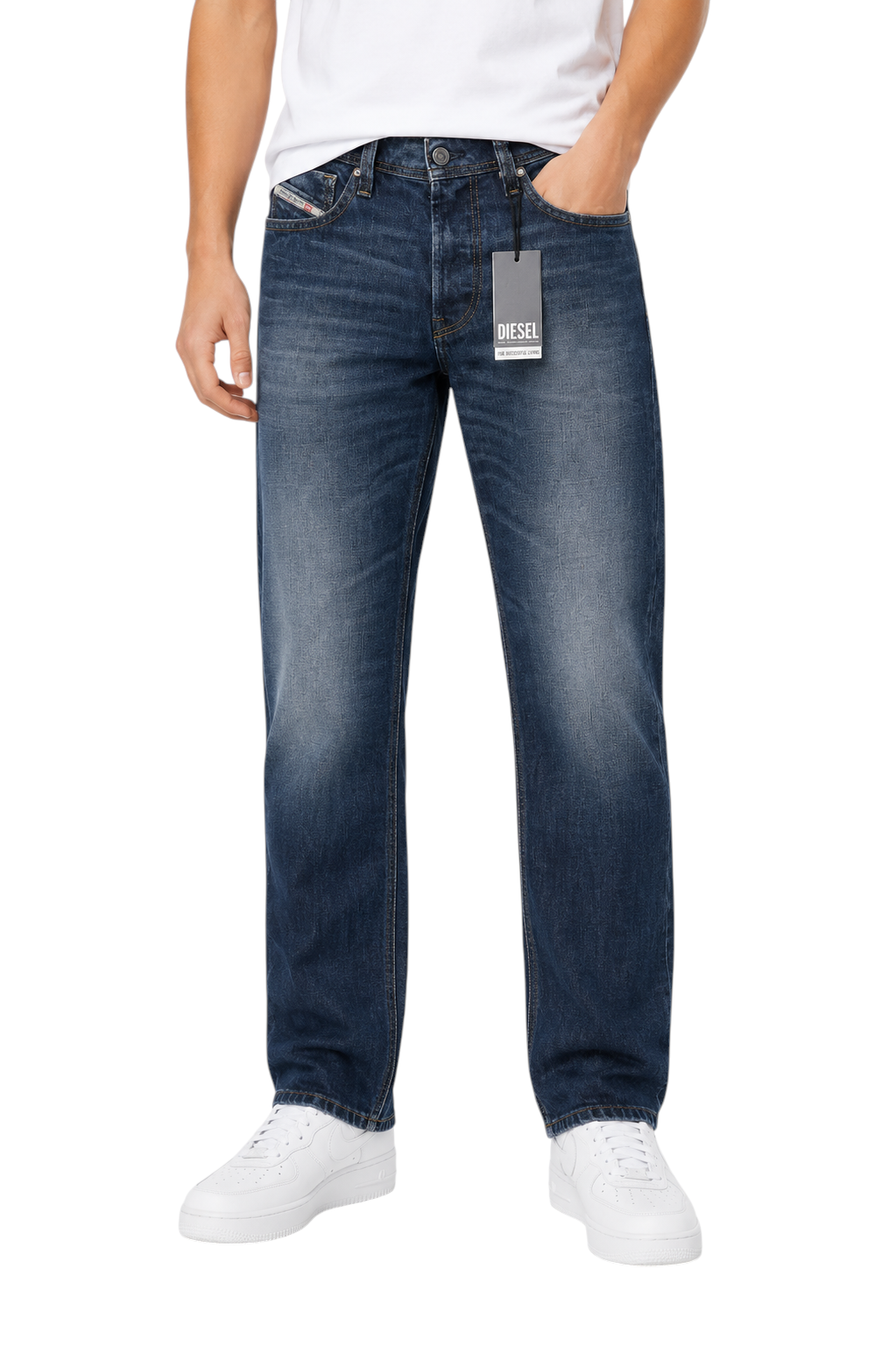 Diesel 1985 Larkee R917x Herre Jeansblå knurhår falmet lige Rrp195