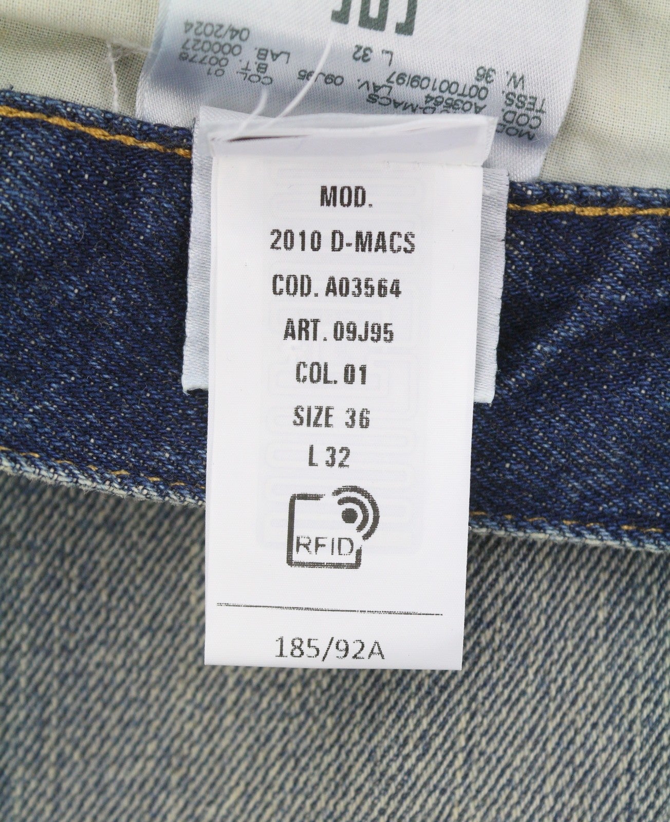 Diesel 2010 D-macs 09j95 Мъжки дънкови сини Distress Loose Straight Rrp275